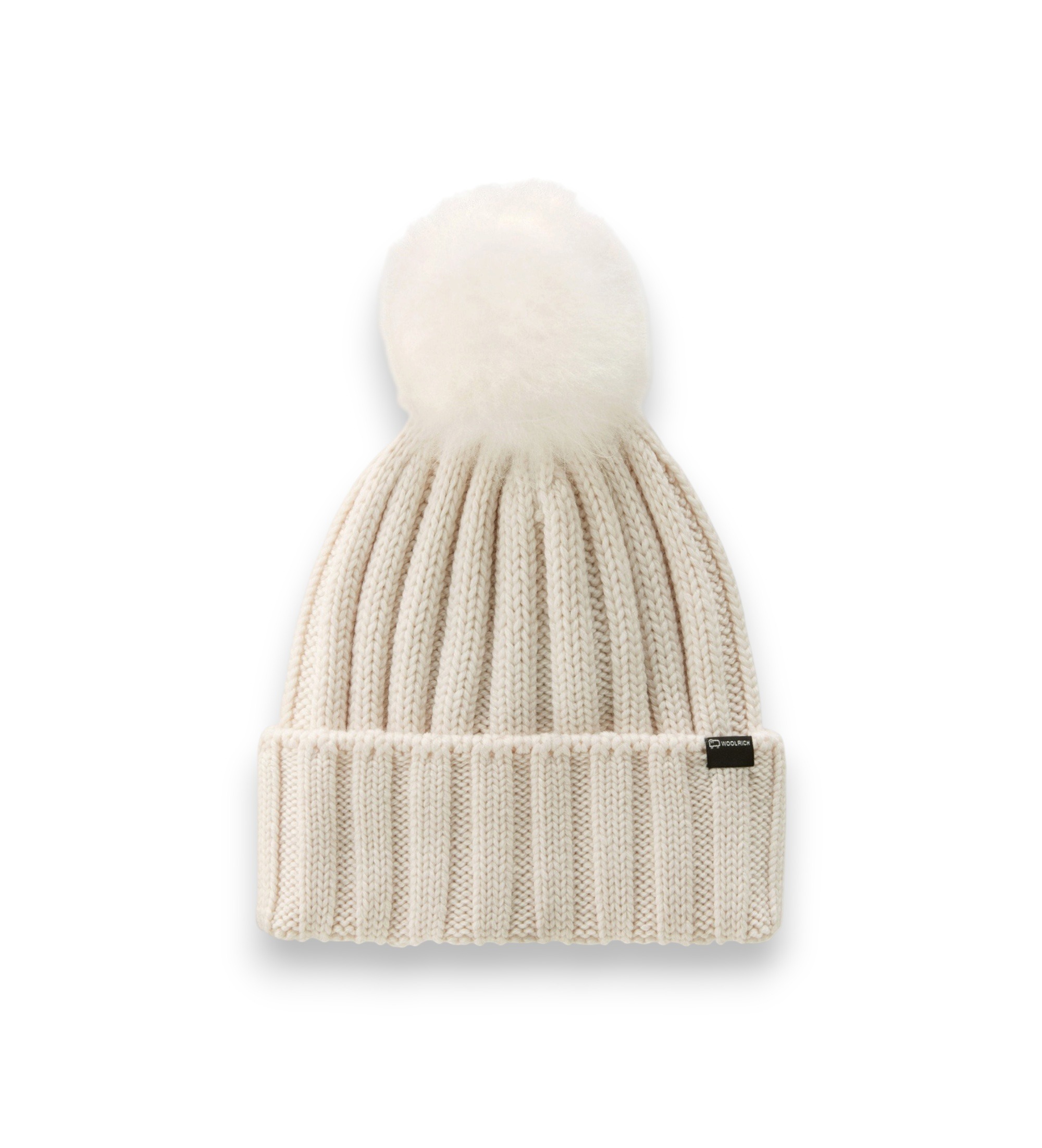 Woolrich für Damen. CFWWAC0163FRUF0428 Beige Cash Pom Pom Beanie (S), Lässig, Wolle