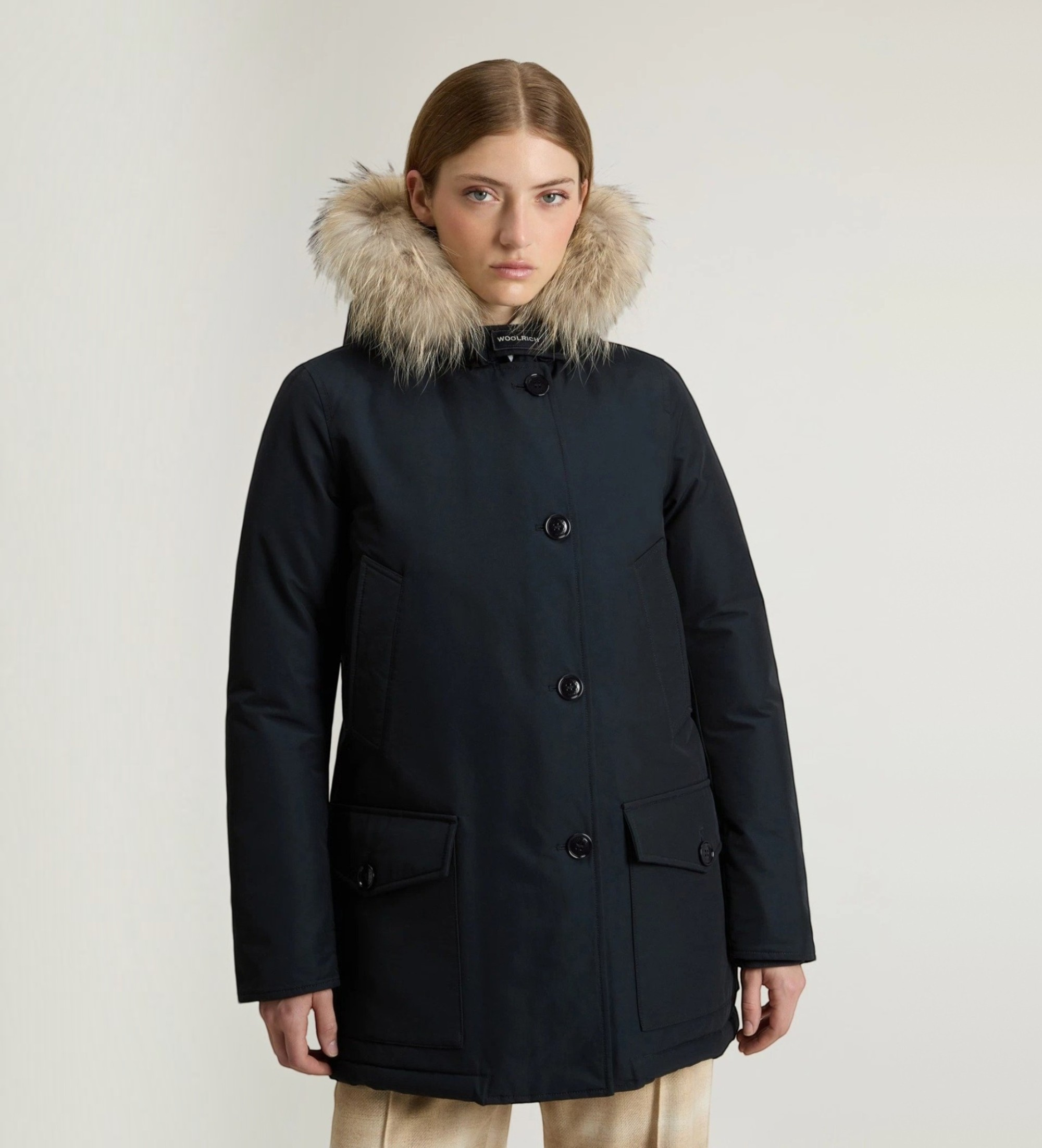 Woolrich für Damen. CFWWOU0540FRUT0001 Arctic Parka von Ramar Cloth Navy (L), Lässig, Baumwolle, Marine