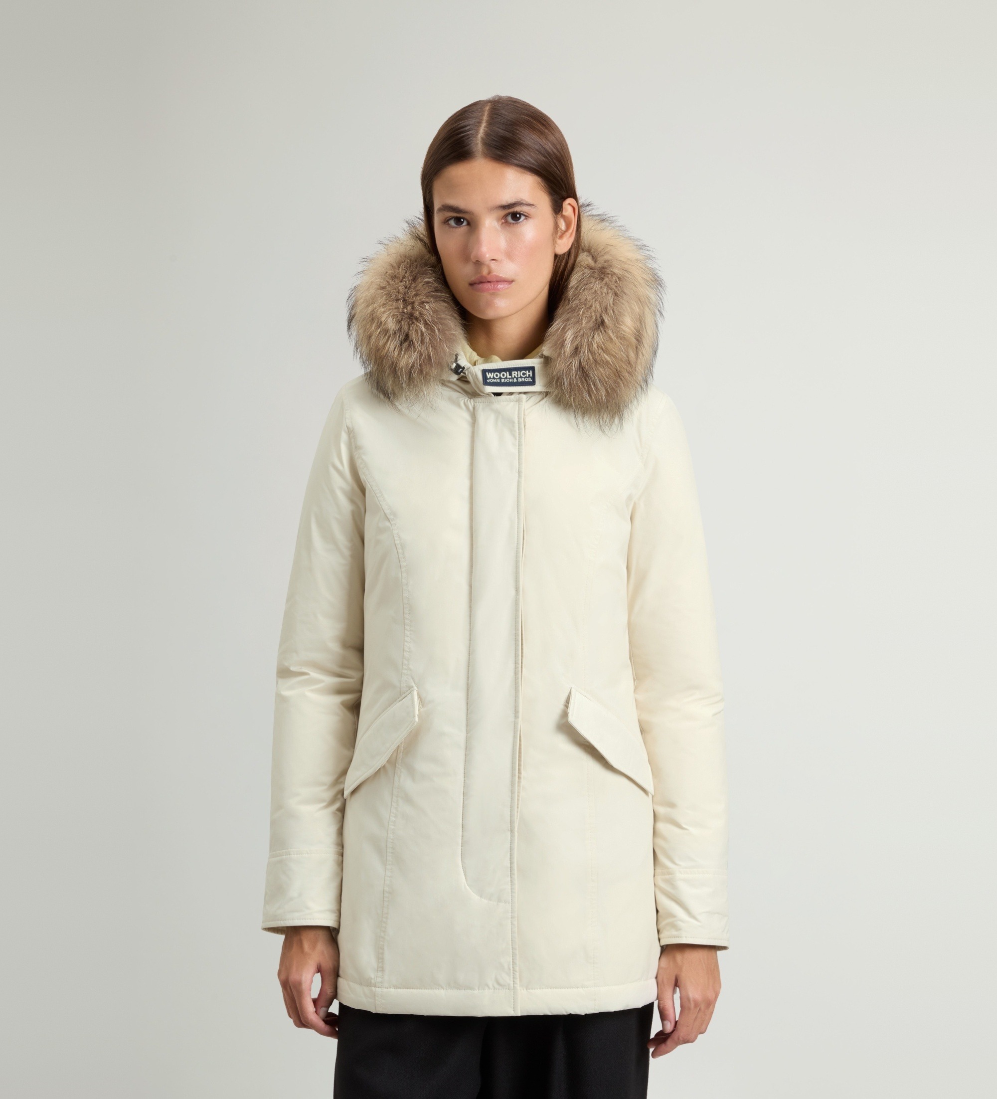 Woolrich für Damen. CFWWOU0652FBUT3128 Luxus-Parka Arctic Waschbär beige (L), Lässig, Polyester