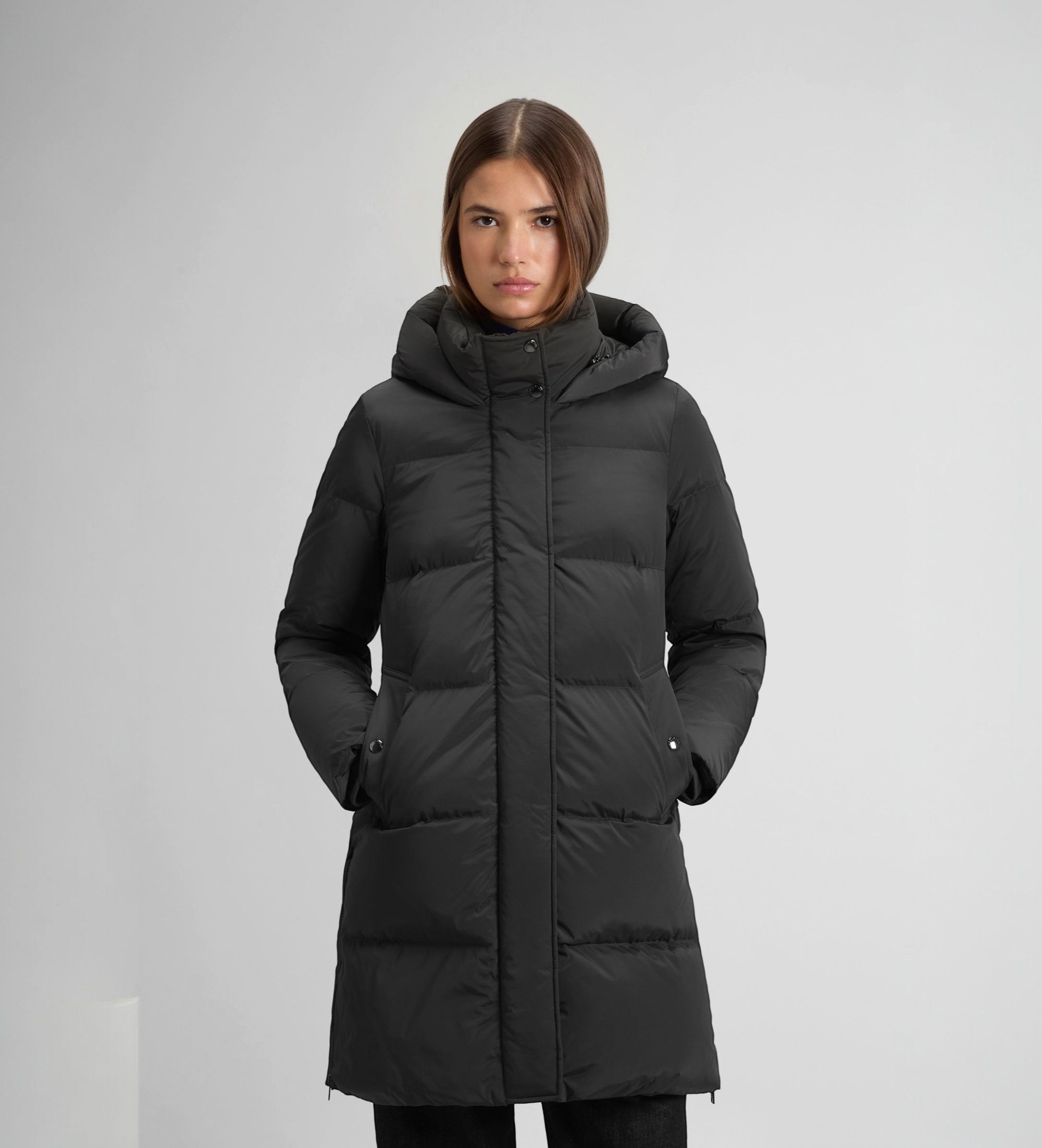 Woolrichvoor vrouwen. CFWWOU2088FBUT1148 Lange zwarte donsjas Kelly (XS), Casual, Polyamide