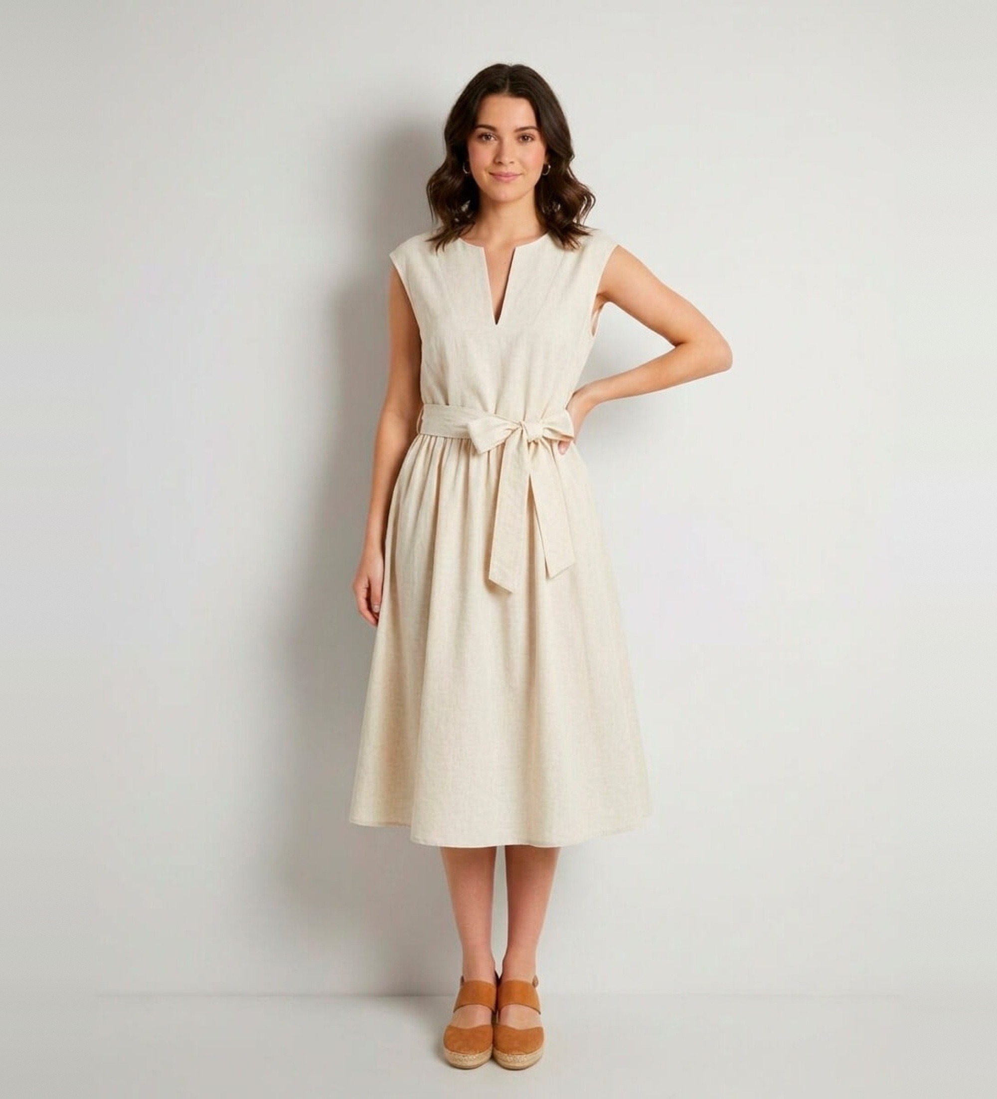 Woolrich für Damen. CFWWDR2028FRUT3944 Popeline-Kleid weiß (L), Beige, Lässig, Baumwolle, Ärmellos / Hosenträger