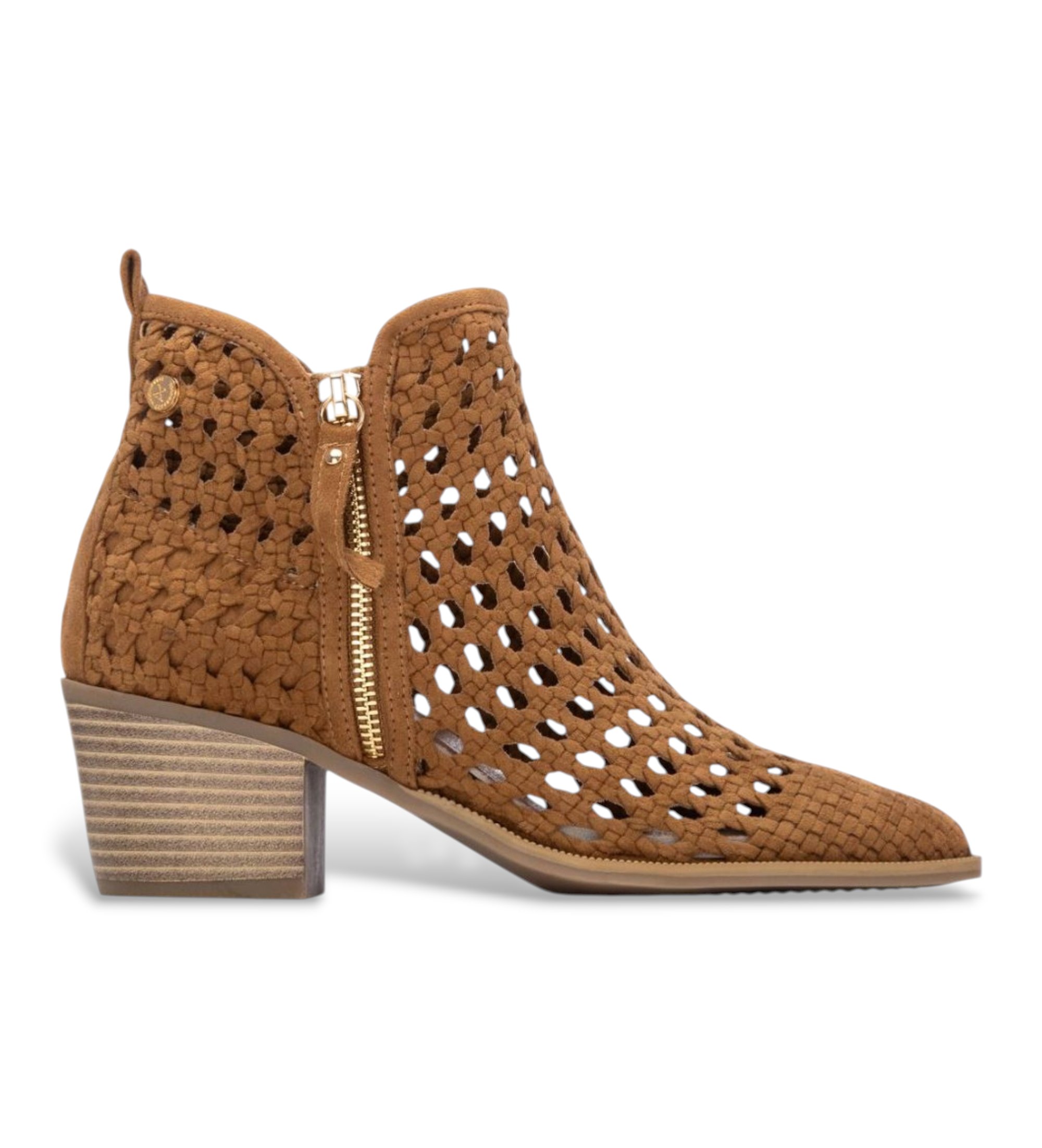 Xti für Damen. 14526701-CAMEL Stiefelette 145267 braun (39), 3 bis 5 cm, Reißverschluss, Lässig, Sportlich