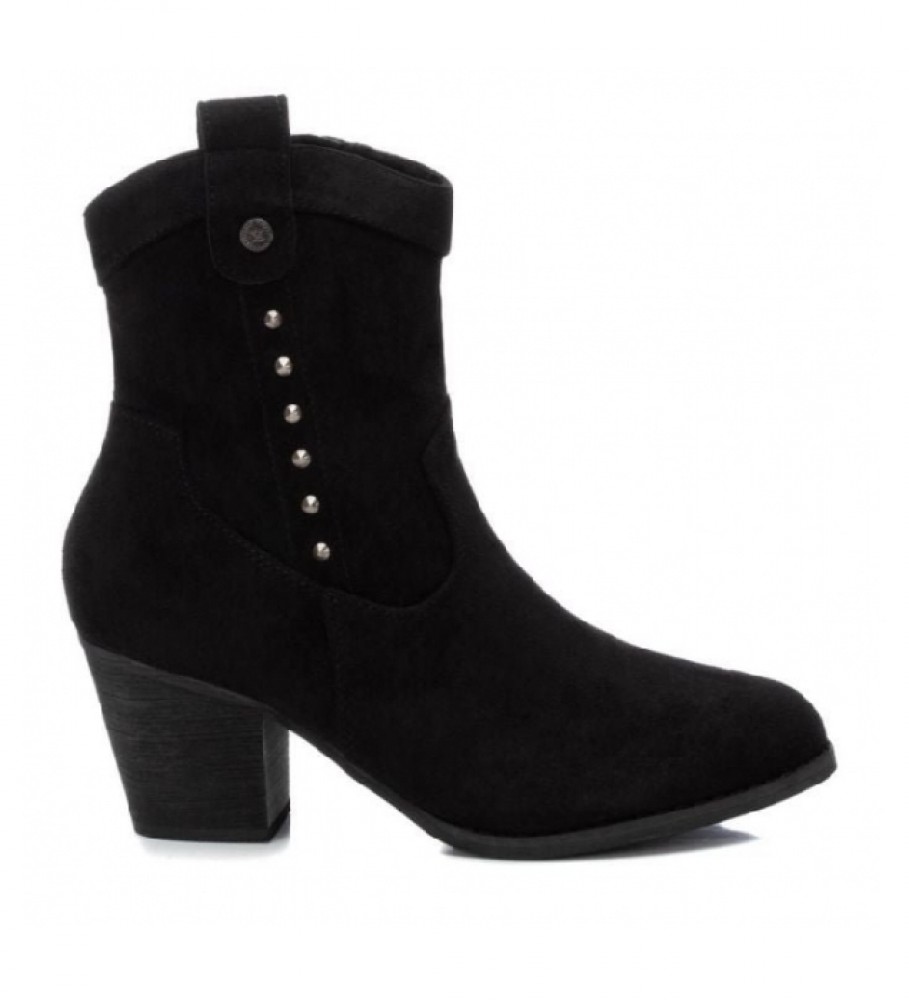 Xti für Damen. 130120 Stiefelette schwarz seitlich Nieten - Höhe 7cm Absatz (40), 5 bis 8 cm, Reißverschluss, Lässig