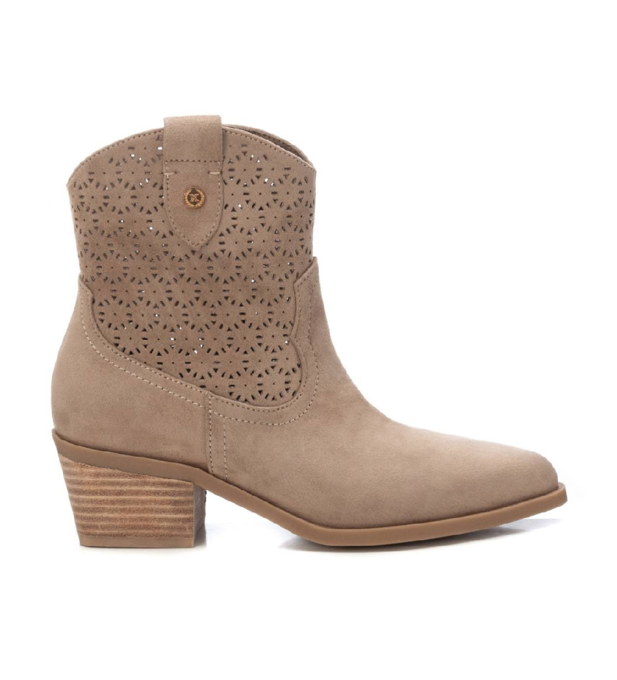 Xti für Damen. 14388503-TAUPE Lederstiefeletten 143885 taupe (37), 5 bis 8 cm, Reißverschluss, Lässig