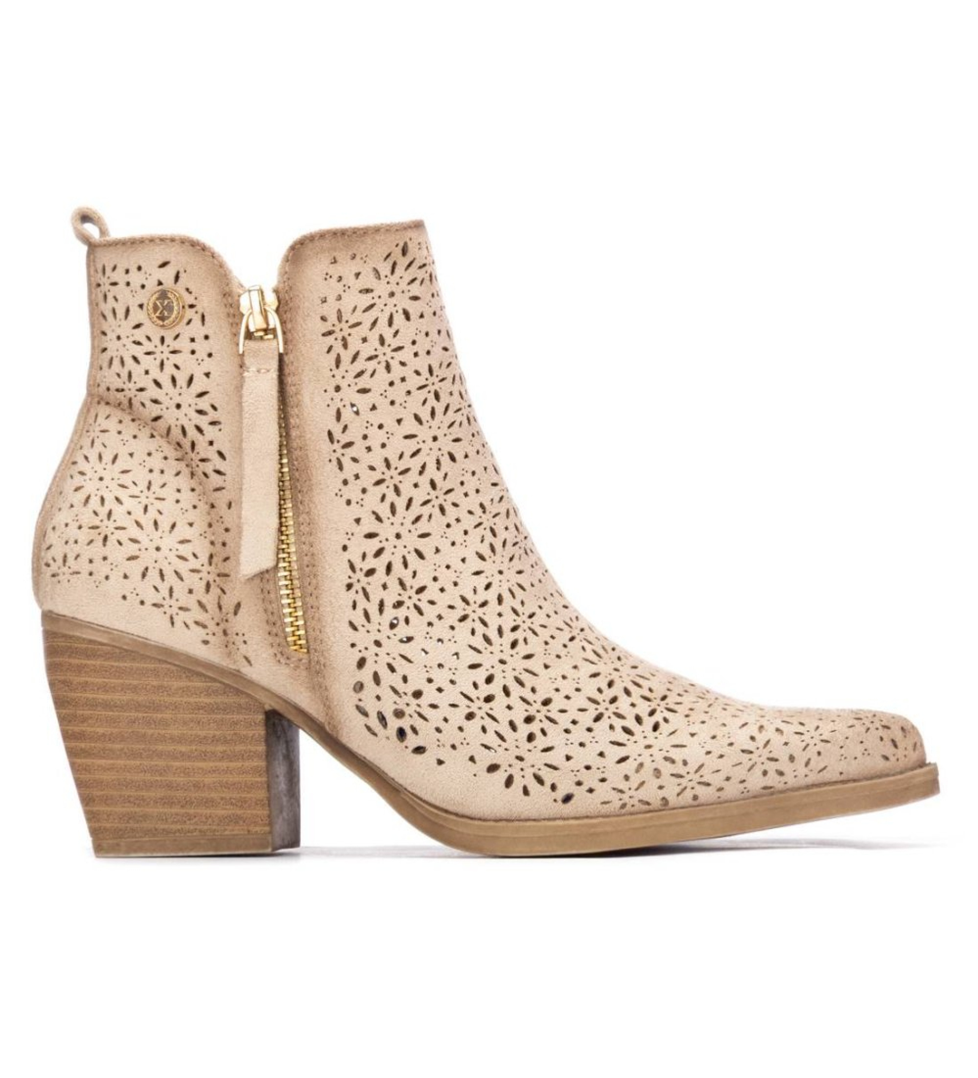 Xti für Damen. 14503702-BEIGE Stiefelette 145037 beige (36), 3 bis 5 cm, Schnürsenkel, Reißverschluss, Lässig