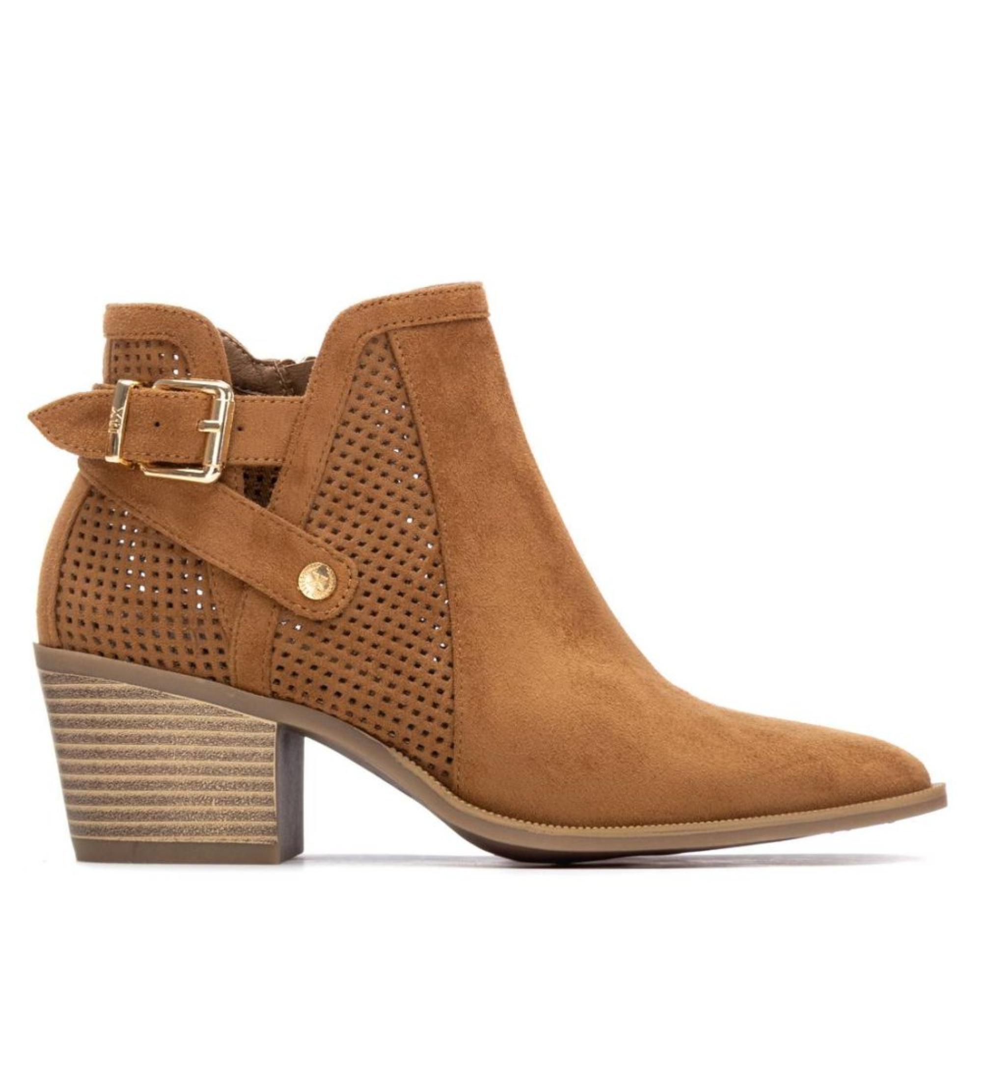 Xti für Damen. 14526501-CAMEL Stiefelette 145265 braun (39), 3 bis 5 cm, Reißverschluss, Lässig