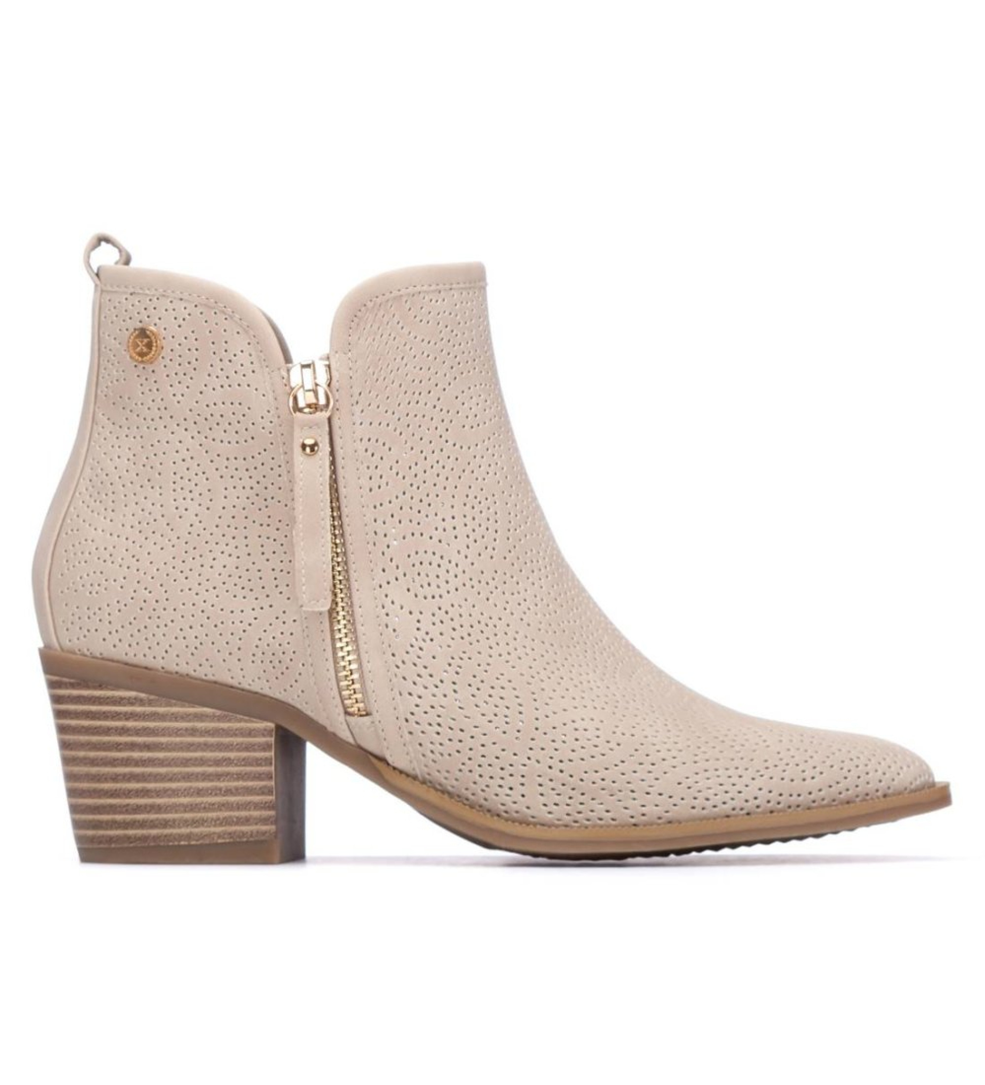 Xti für Damen. 14526601-BEIGE Stiefelette 145266 beige (37), 3 bis 5 cm, Reißverschluss, Lässig