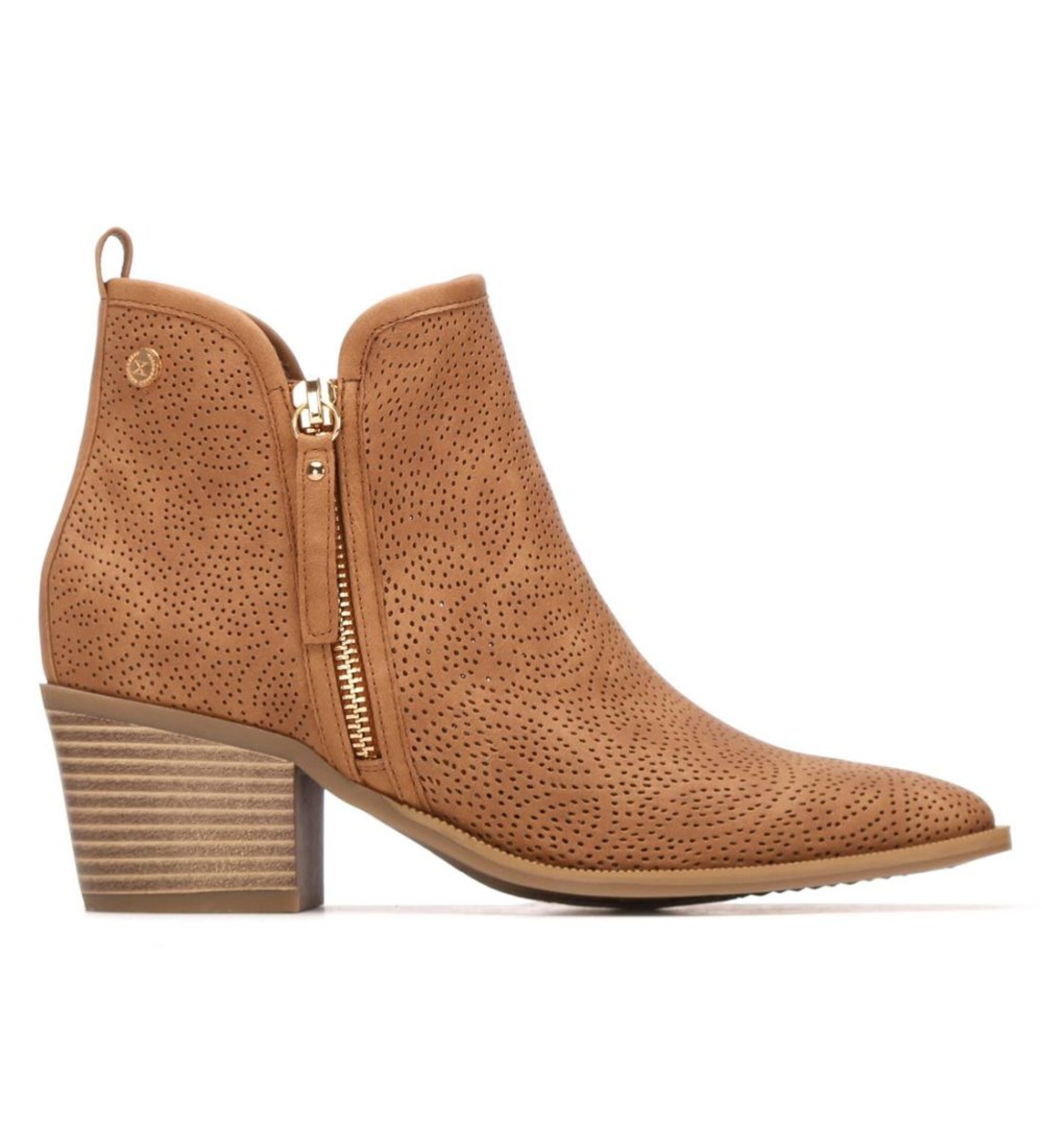 Xti für Damen. 14526603-CAMEL Stiefelette 145266 braun (38), 3 bis 5 cm, Reißverschluss, Lässig