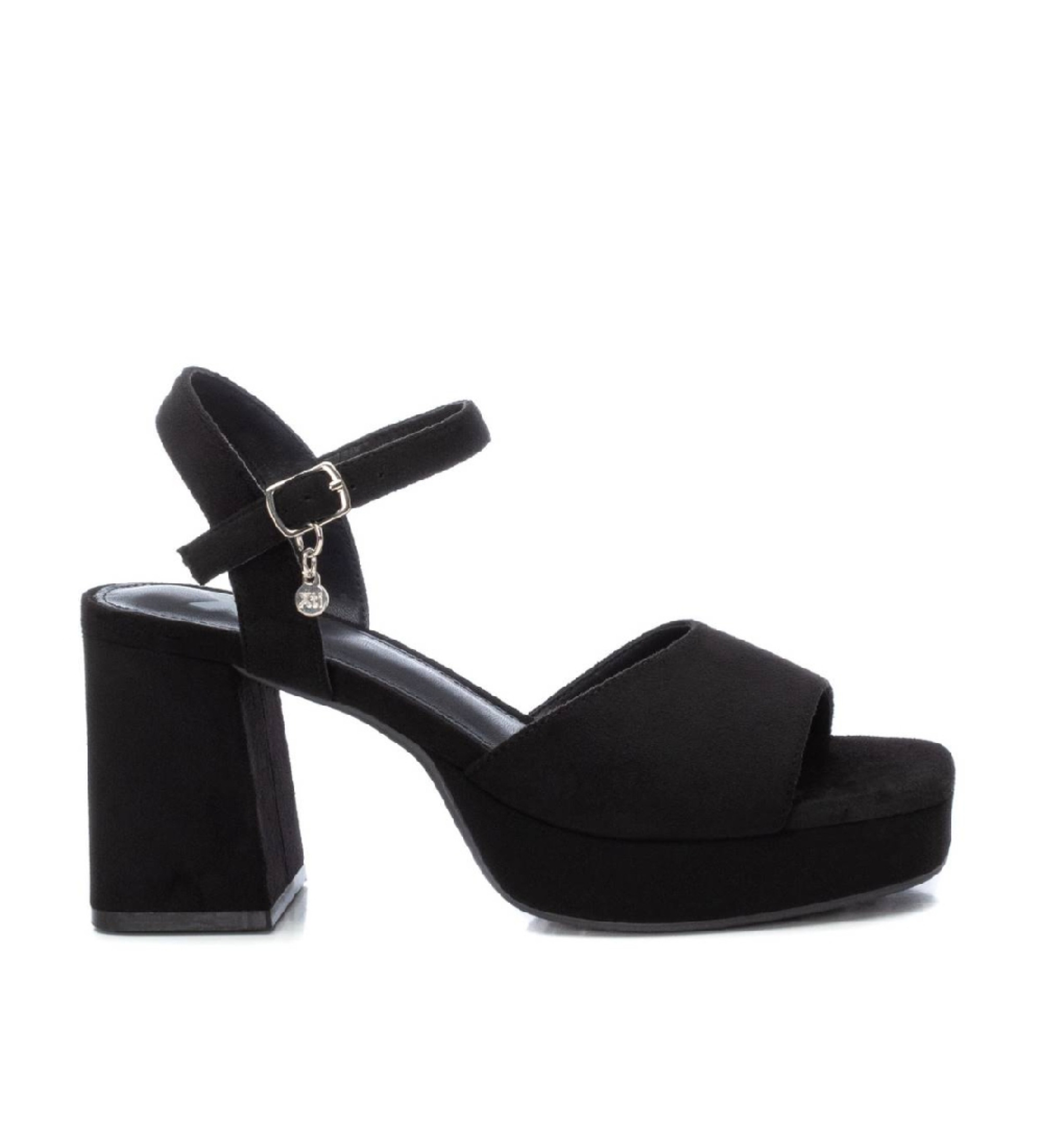 Xti für Damen. 14147101-NEGRO Frau Antelina Ledersandalen Schwarz (40), 5 bis 8 cm, Wildleder, Schnalle, Lässig, Party
