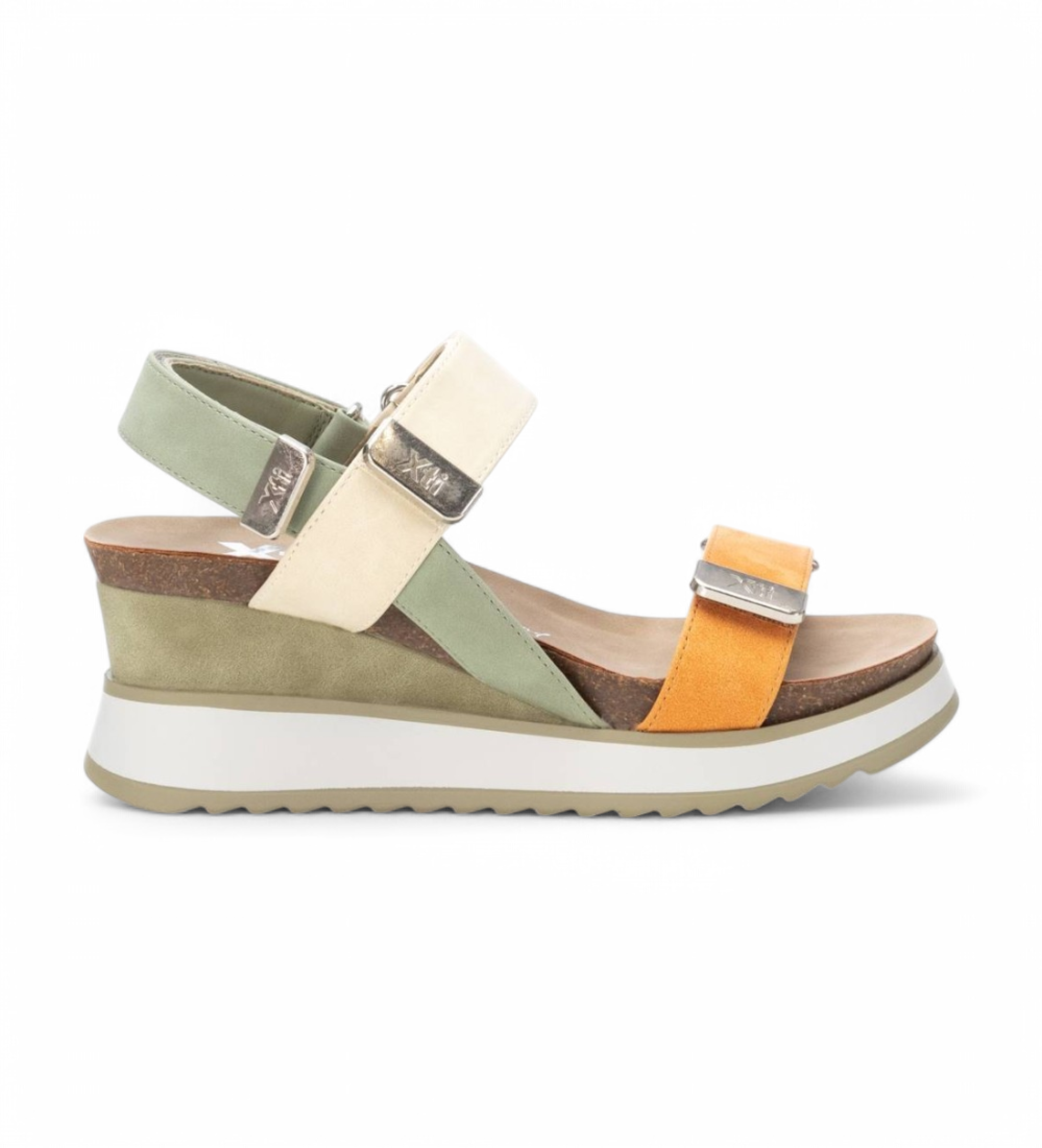 Xti für Damen. 14282204-VERDE Sandalen 142822 grün (36), 5 bis 8 cm, Schnalle, Lässig