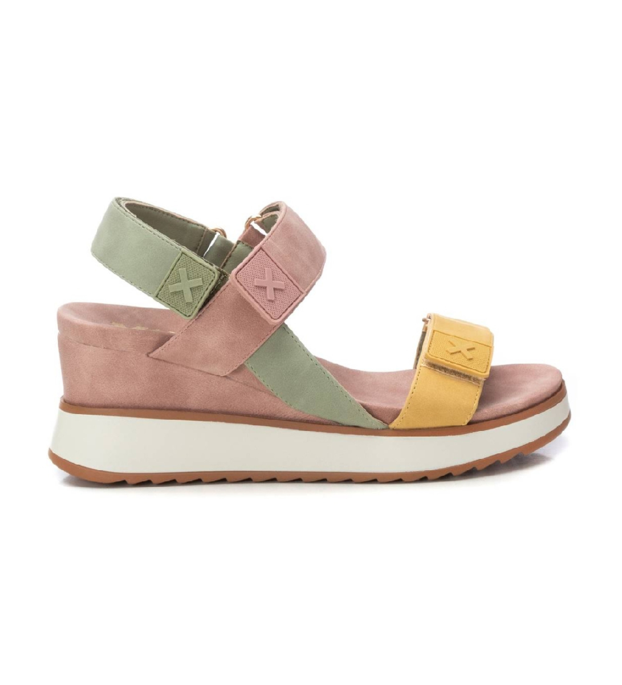 Xti für Damen. 14384807-NUDE Sandalen 143848 nackt (40), 5 bis 8 cm, Klettverschluss, Lässig