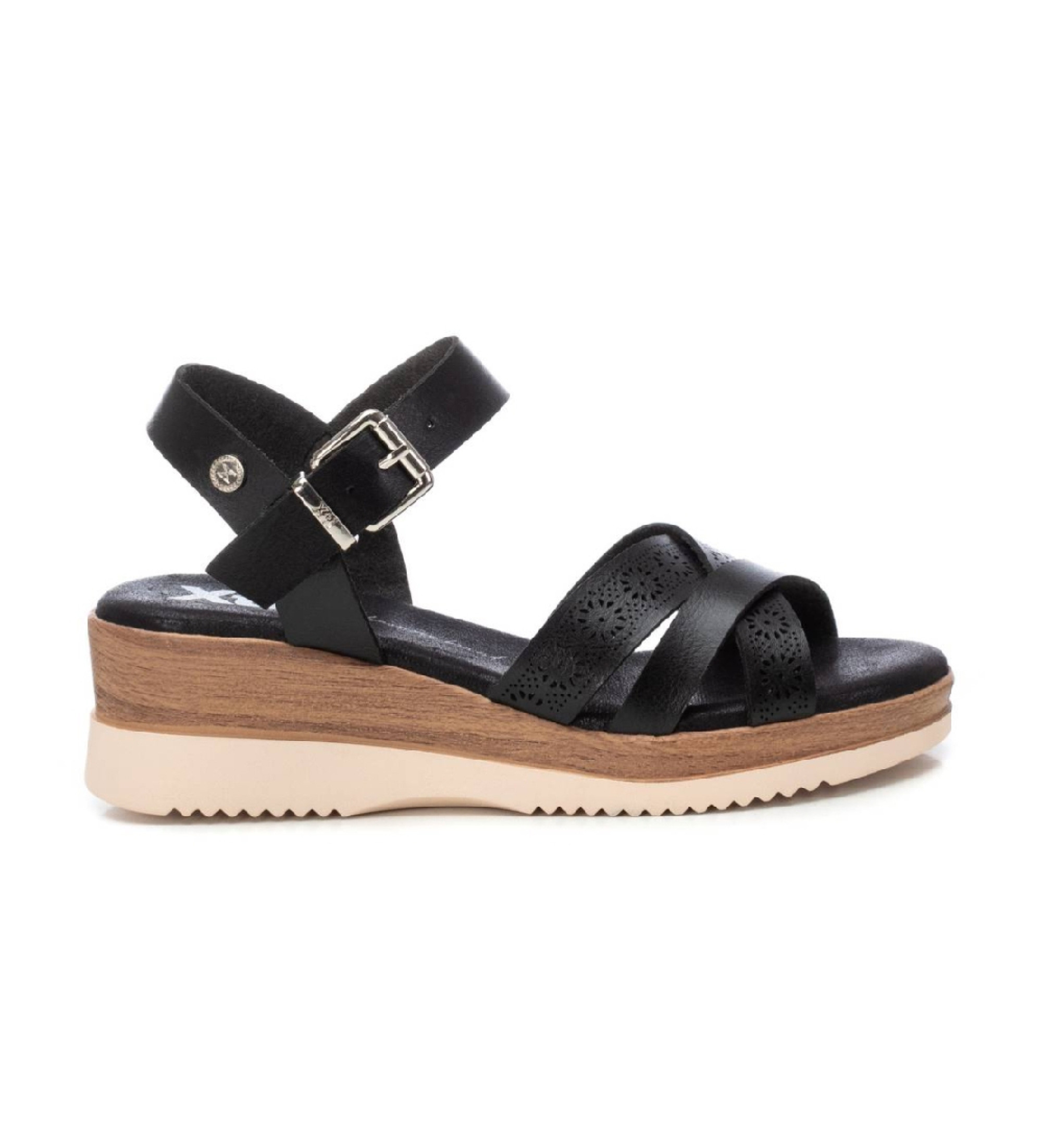 Xti für Damen. 14385104-NEGRO Sandalen 143851 schwarz (38), 3 bis 5 cm, Schnalle, Lässig