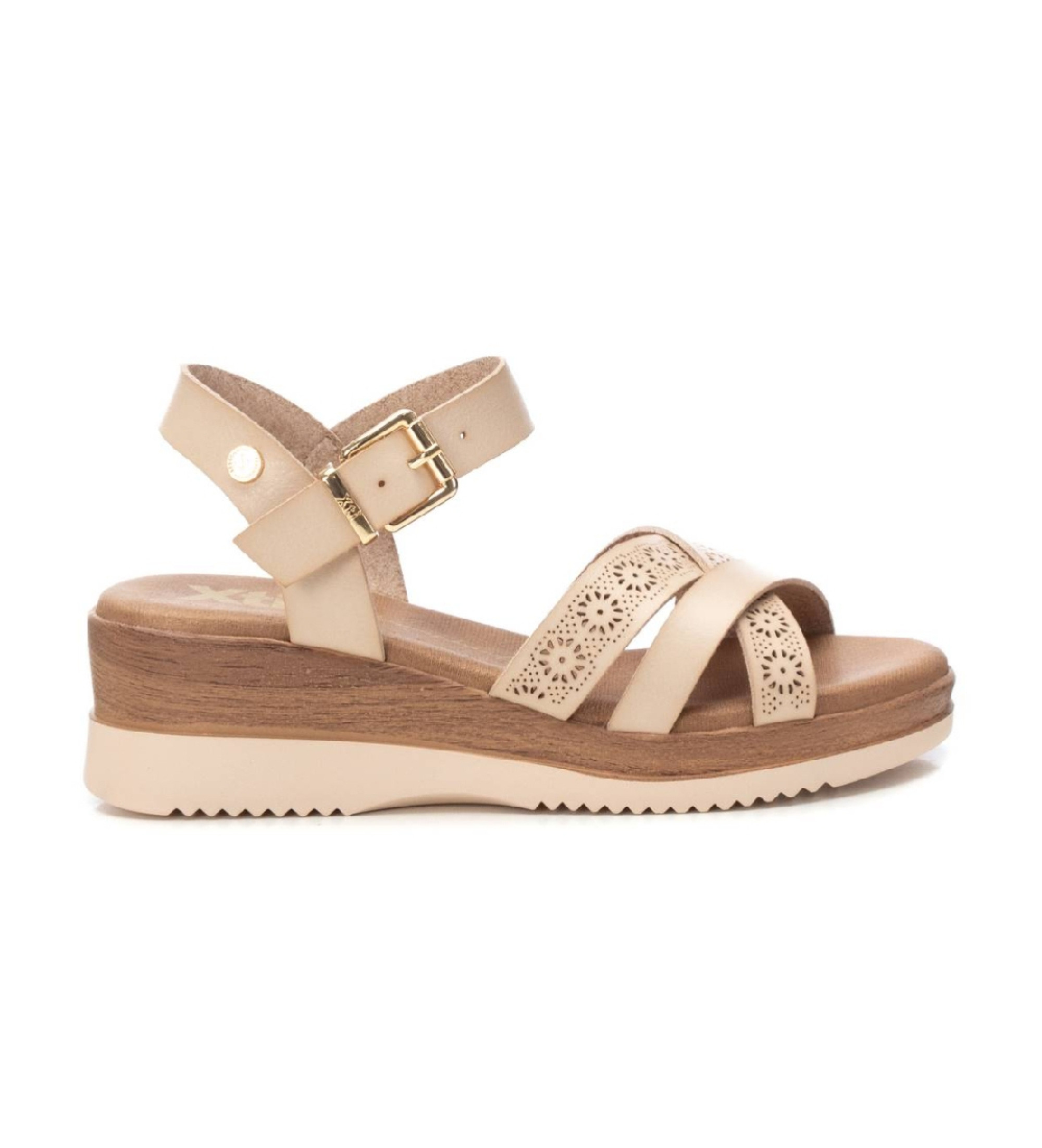 Xti für Damen. 14385105-HIELO Sandalen 143851 weiß (40), 3 bis 5 cm, Schnalle, Lässig