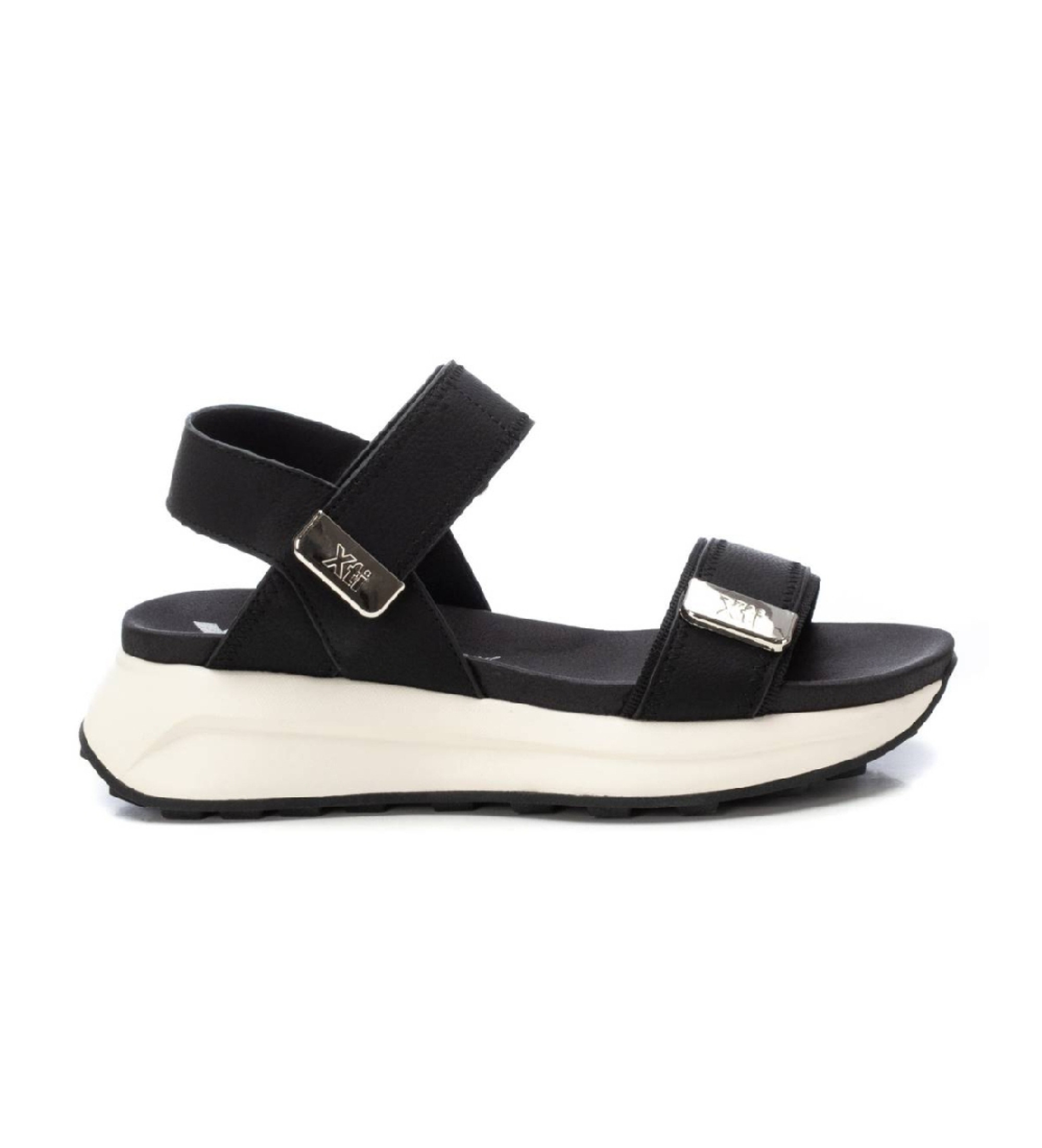 Xti für Damen. 14387401-NEGRO Sandalen 143874 schwarz (36), 3 bis 5 cm, Klettverschluss, Lässig