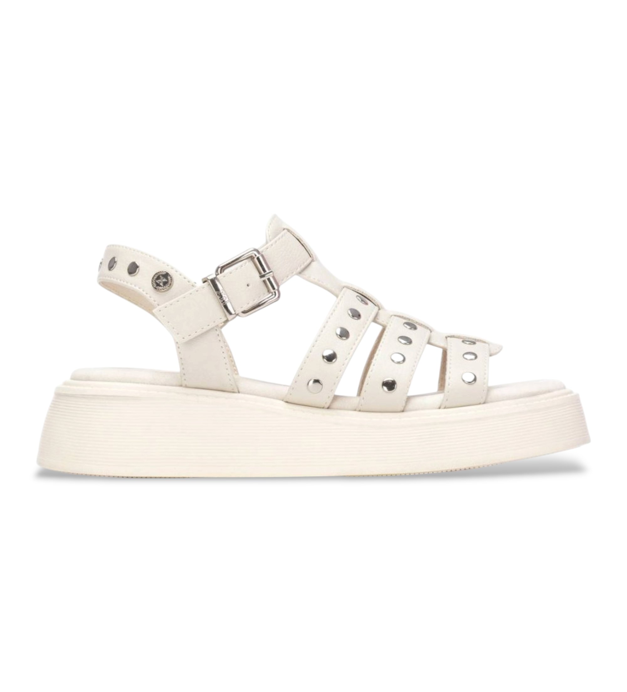 Xti für Damen. 14523802-HIELO Sandalen 145238 cremefarben (37), Weiß, Wohnung, Schnalle, Lässig