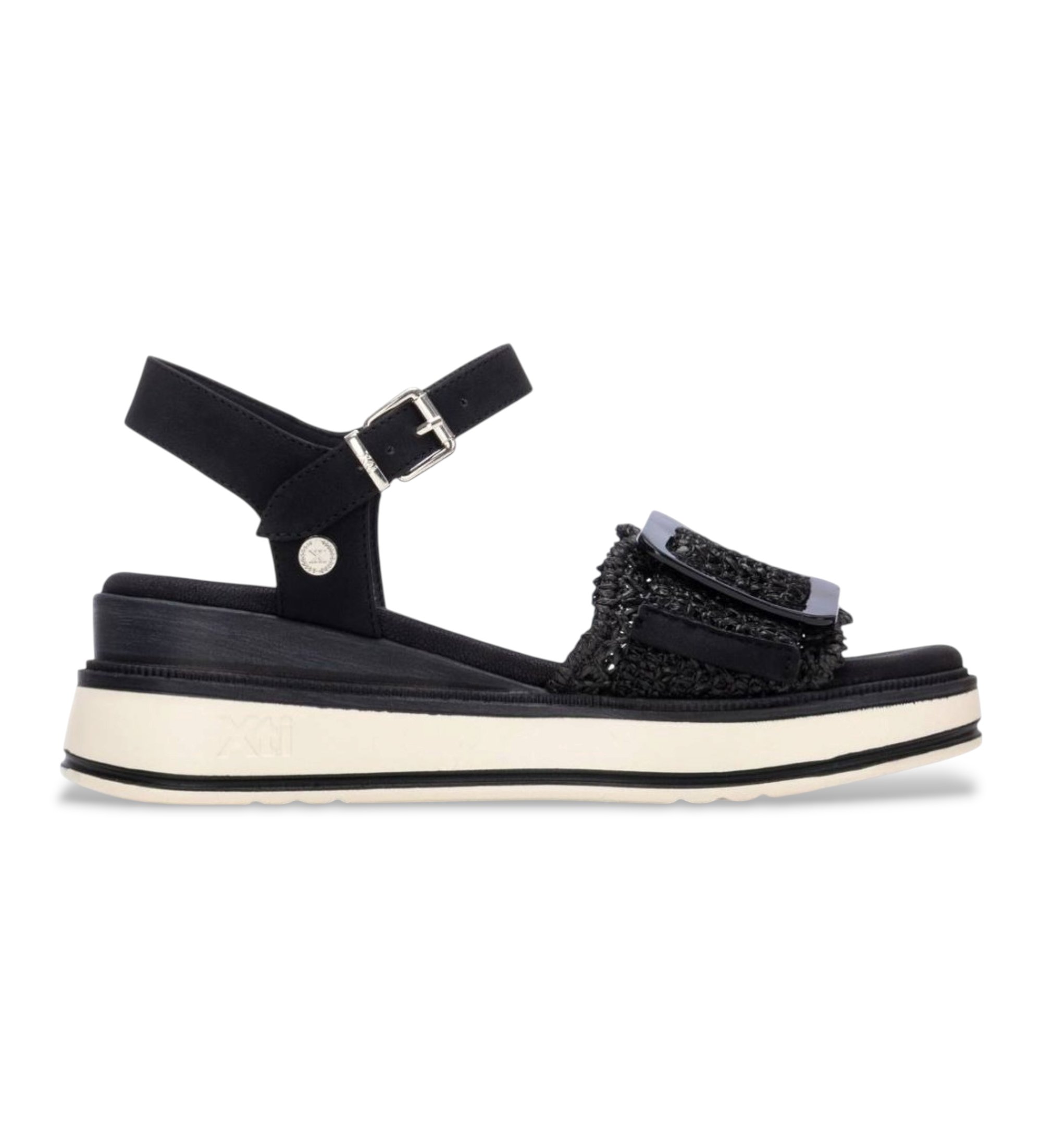 Xti für Damen. 14524003-NEGRO Sandalen 145240 schwarz (36), Stoff, Wohnung, Schnalle, Lässig, Sportlich