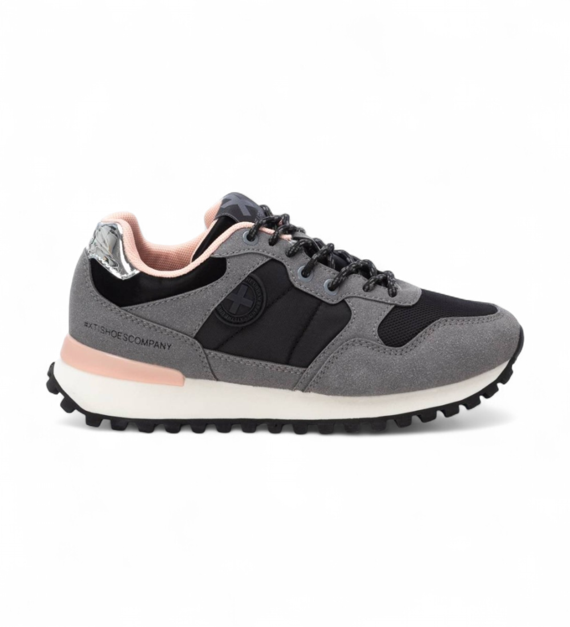 Xti für Damen. 14293405-NEGRO Turnschuhe 142934 schwarz (39), Stoff, Wohnung, Schnürsenkel, Lässig, Grau