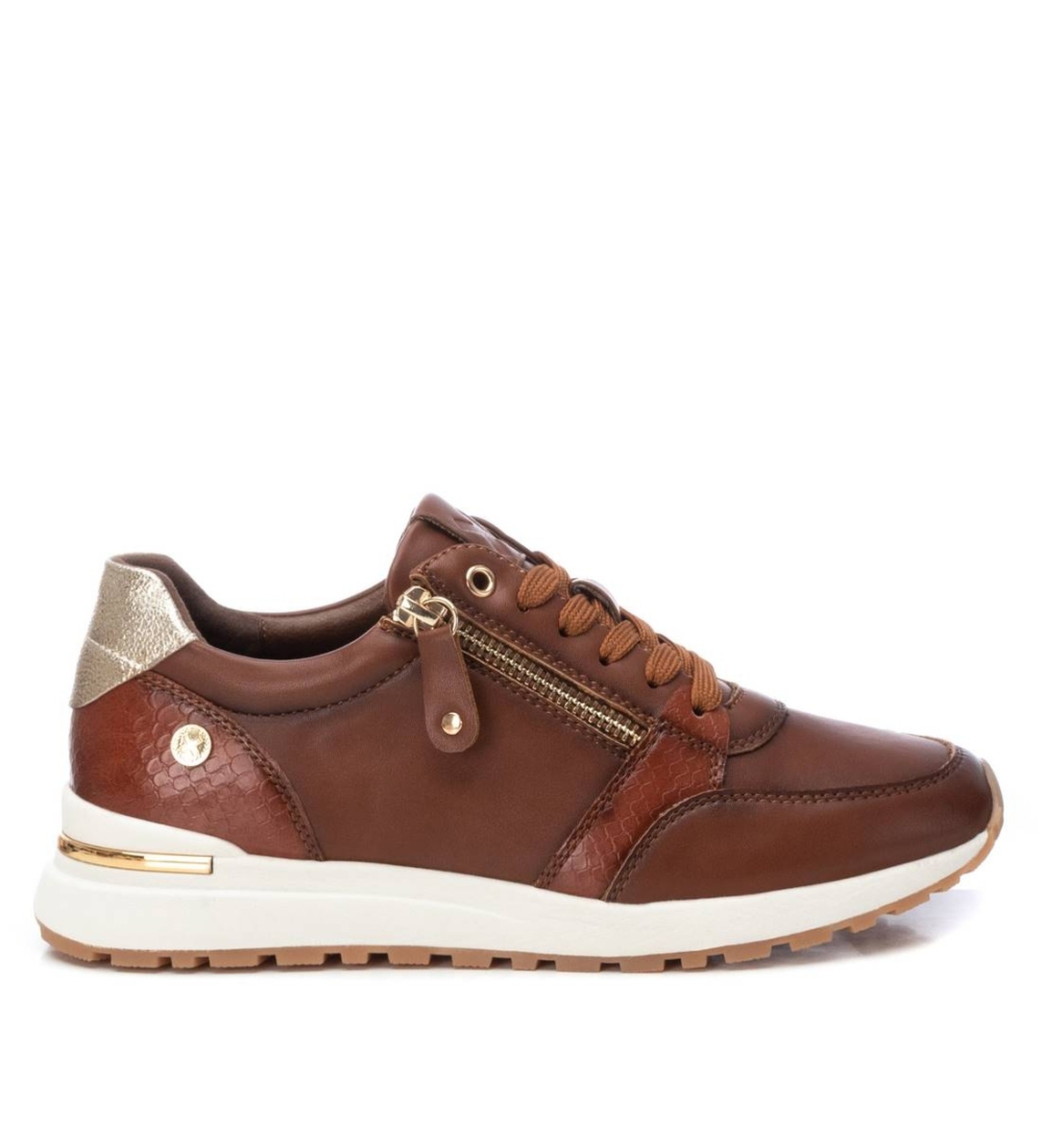 Xti für Damen. 14320202-CAMEL Turnschuhe 143202 braun (40), Wohnung, Reißverschluss, Lässig