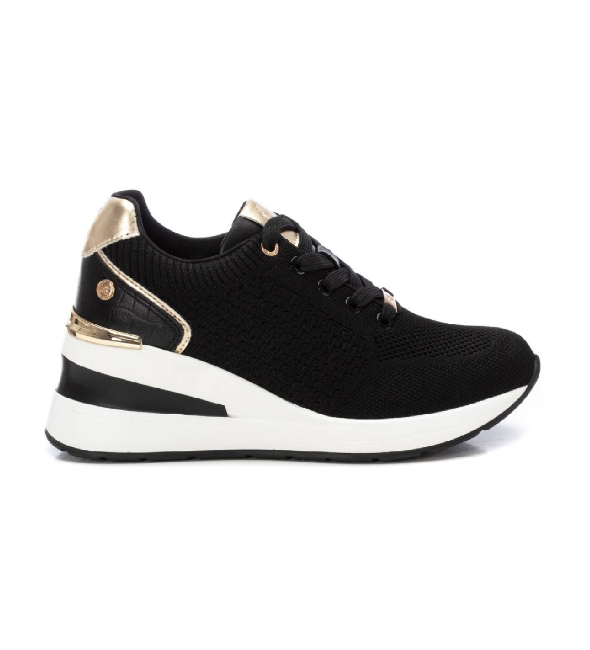 Xti für Damen. 14372102-NEGRO Turnschuhe 143721 schwarz (40), Stoff, 3 bis 5 cm, Schnürsenkel, Lässig