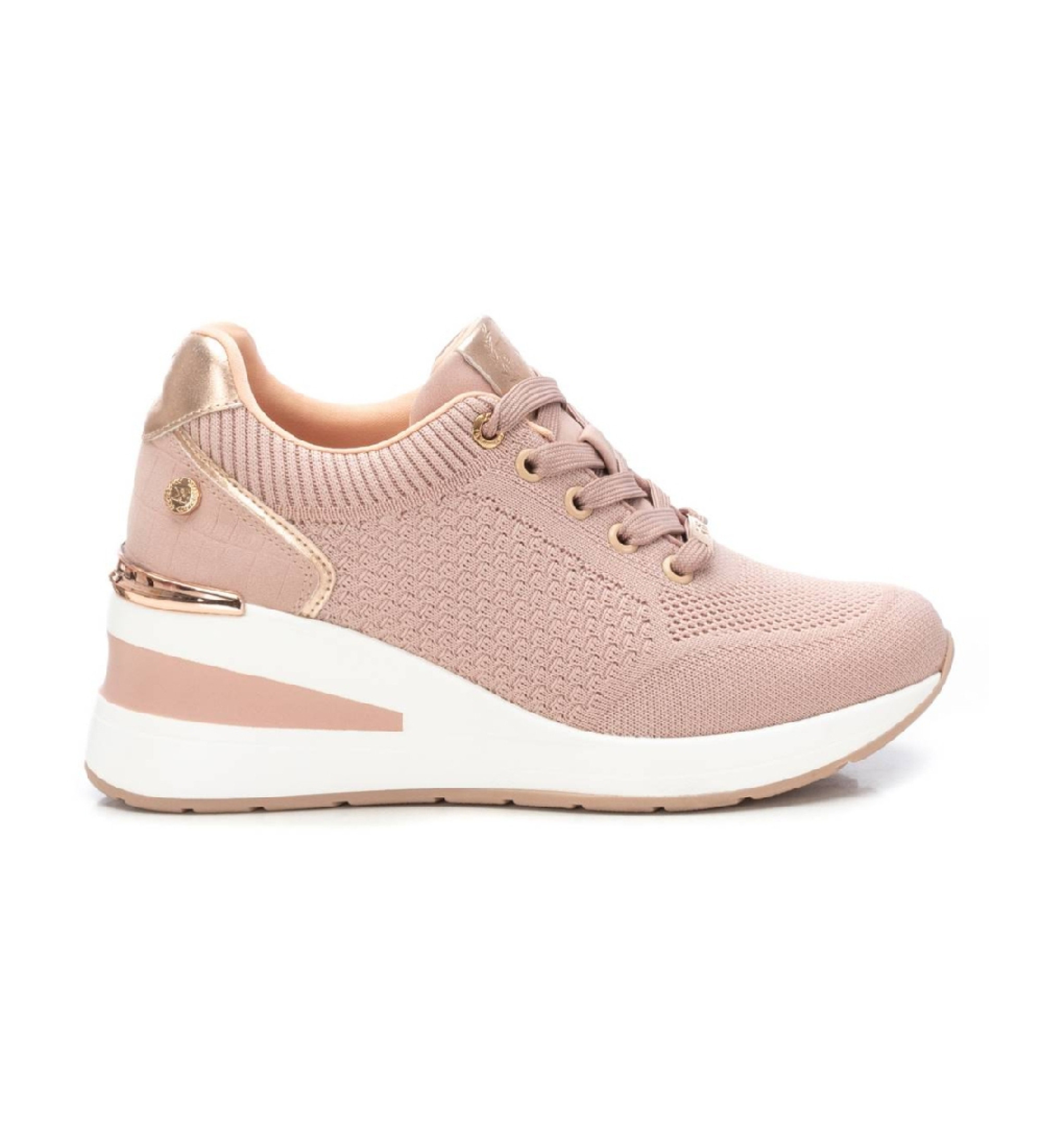 Xti für Damen. 14372103-NUDE Turnschuhe 143721 nackt (39), Stoff, 3 bis 5 cm, Schnürsenkel, Lässig