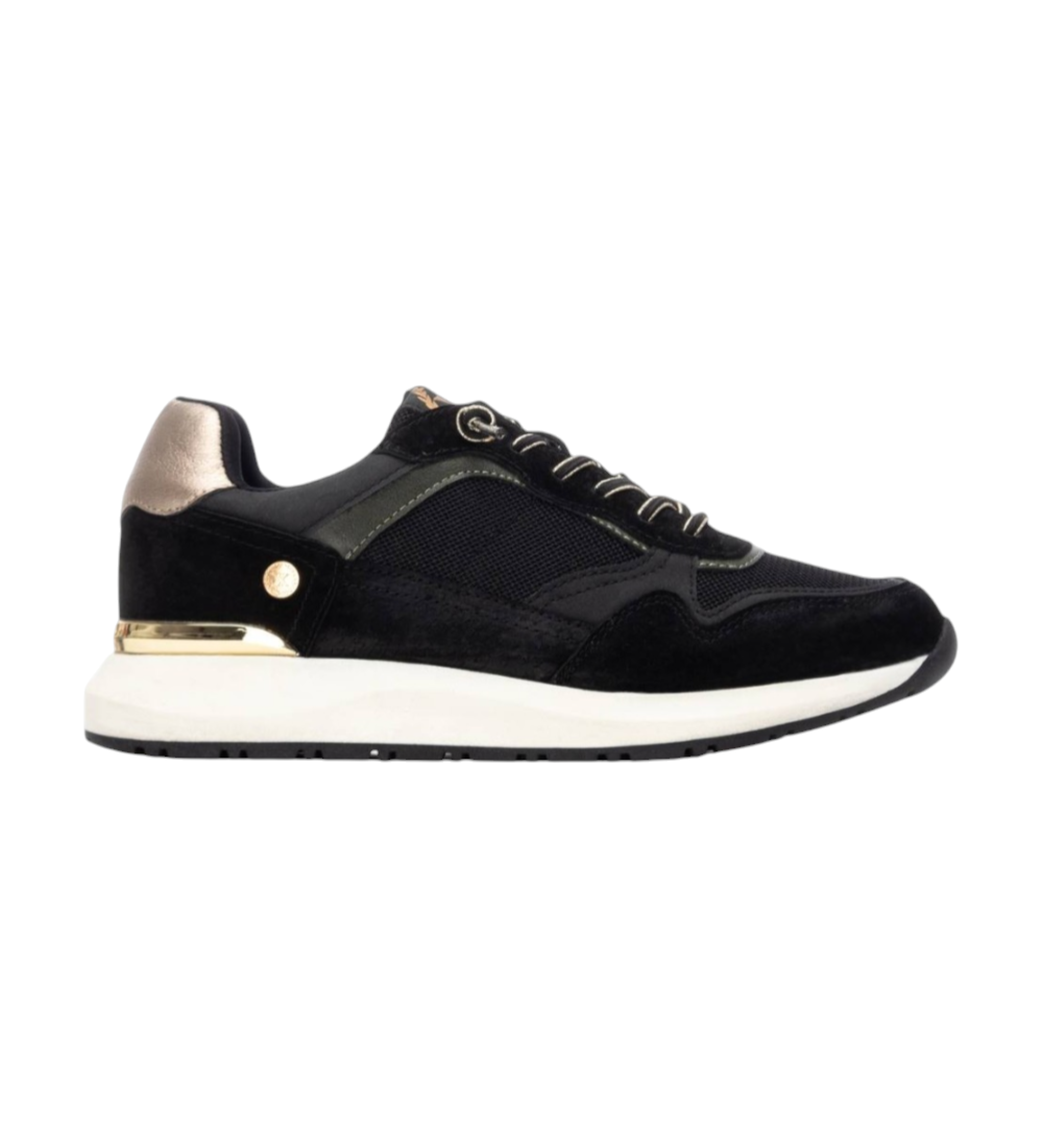 Xti für Damen. 14420602-NEGRO Turnschuhe 144206 schwarz (39), 1 bis 3 cm, Schnürsenkel, Lässig
