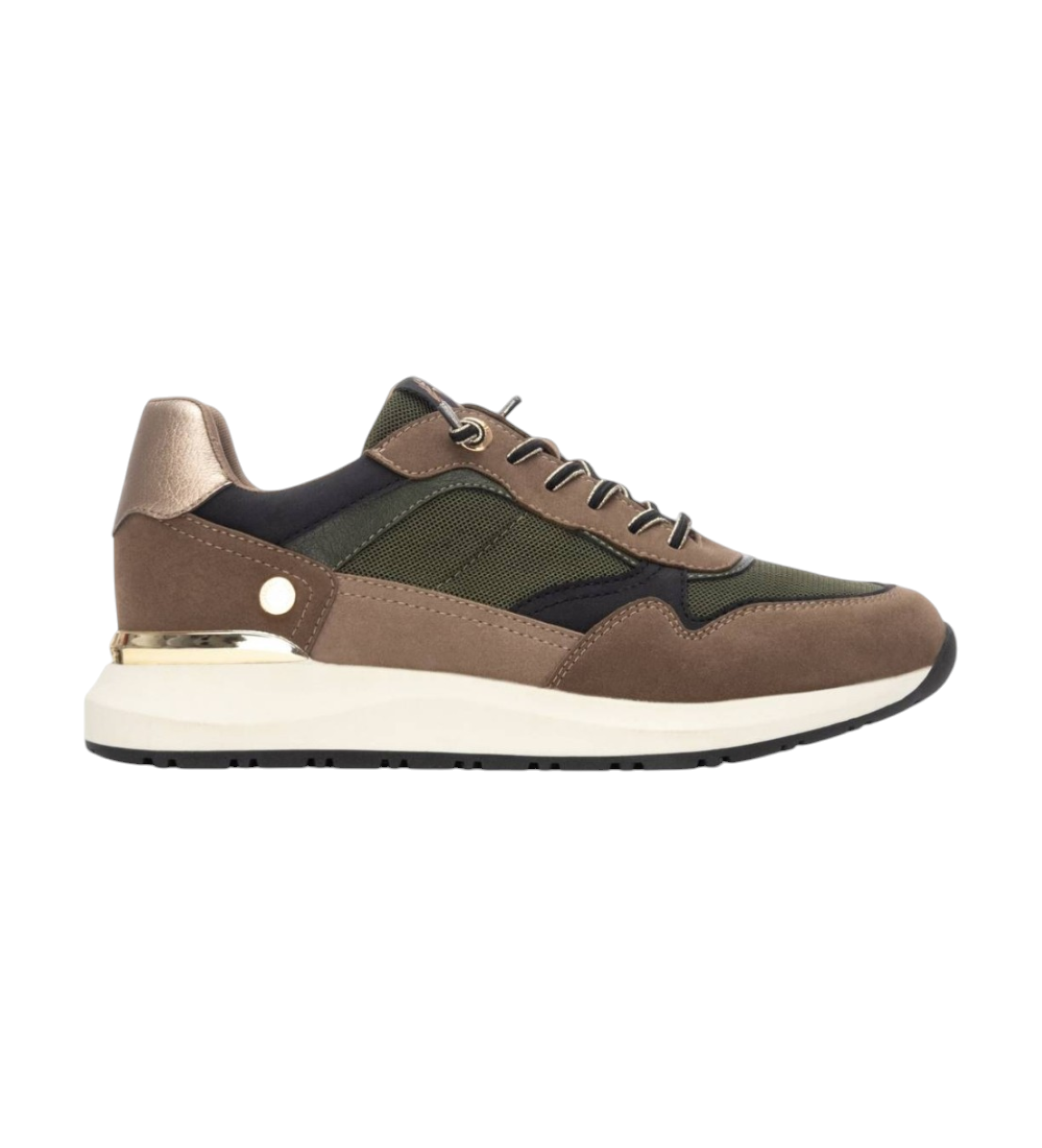Xti für Damen. 14420603-KAKI Turnschuhe 144206 grün (37), 1 bis 3 cm, Schnürsenkel, Lässig