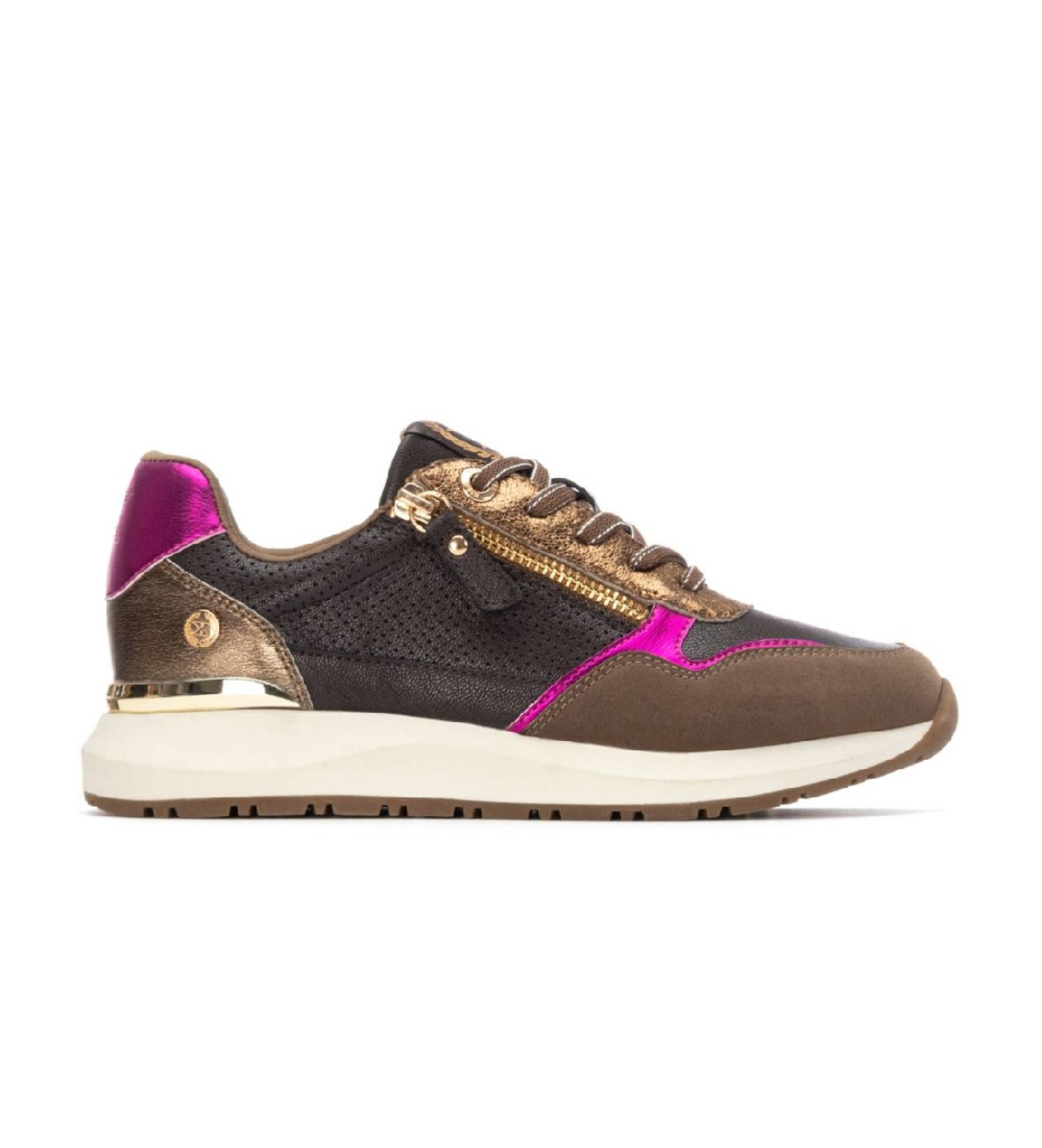 Xti für Damen. 14421802-MARRON Turnschuhe 144218 braun (36), Wohnung, Reißverschluss, Lässig