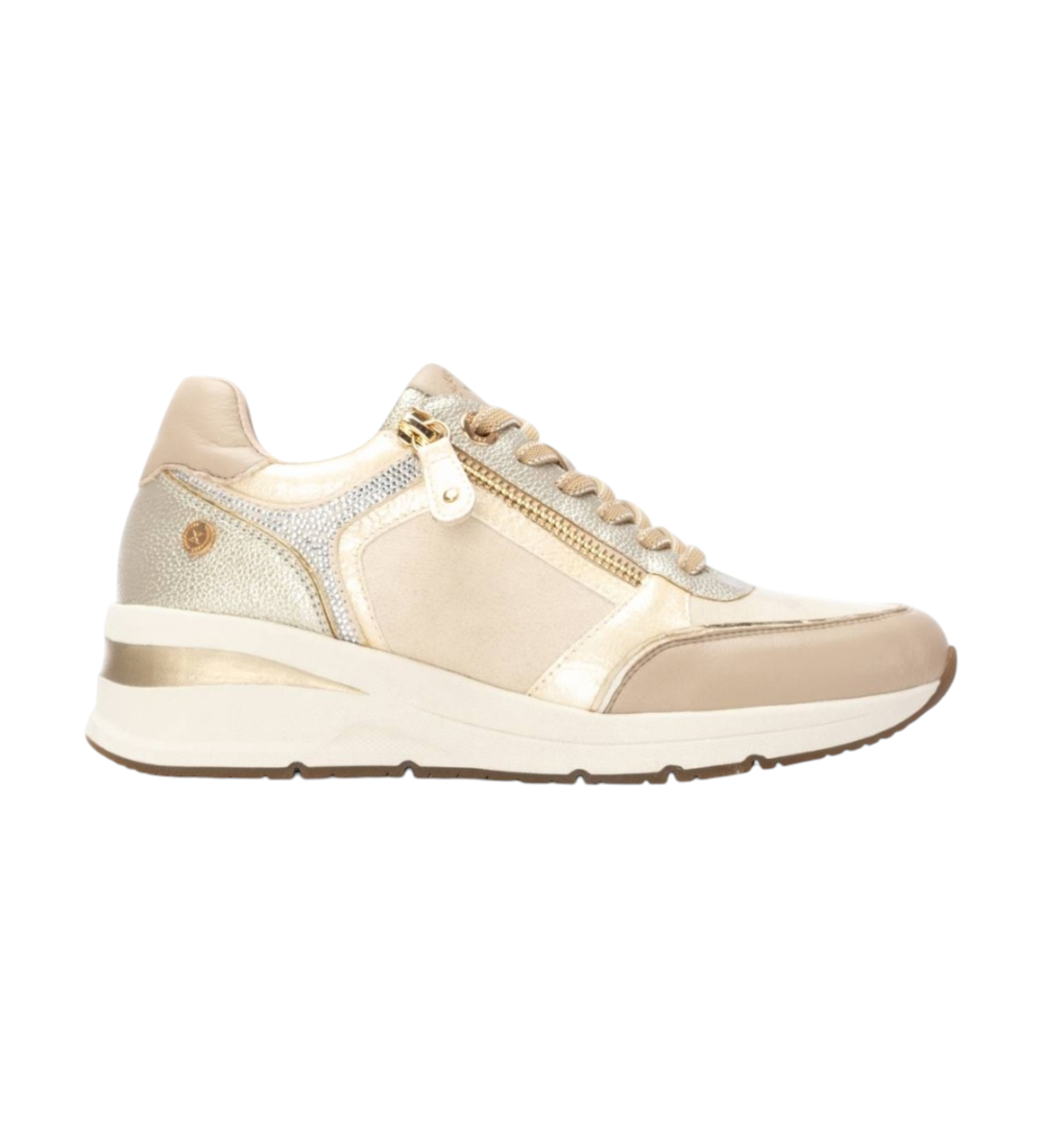 Xti für Damen. 14422302-BEIGE Turnschuhe 144223 beige (40), 1 bis 3 cm, Reißverschluss, Lässig