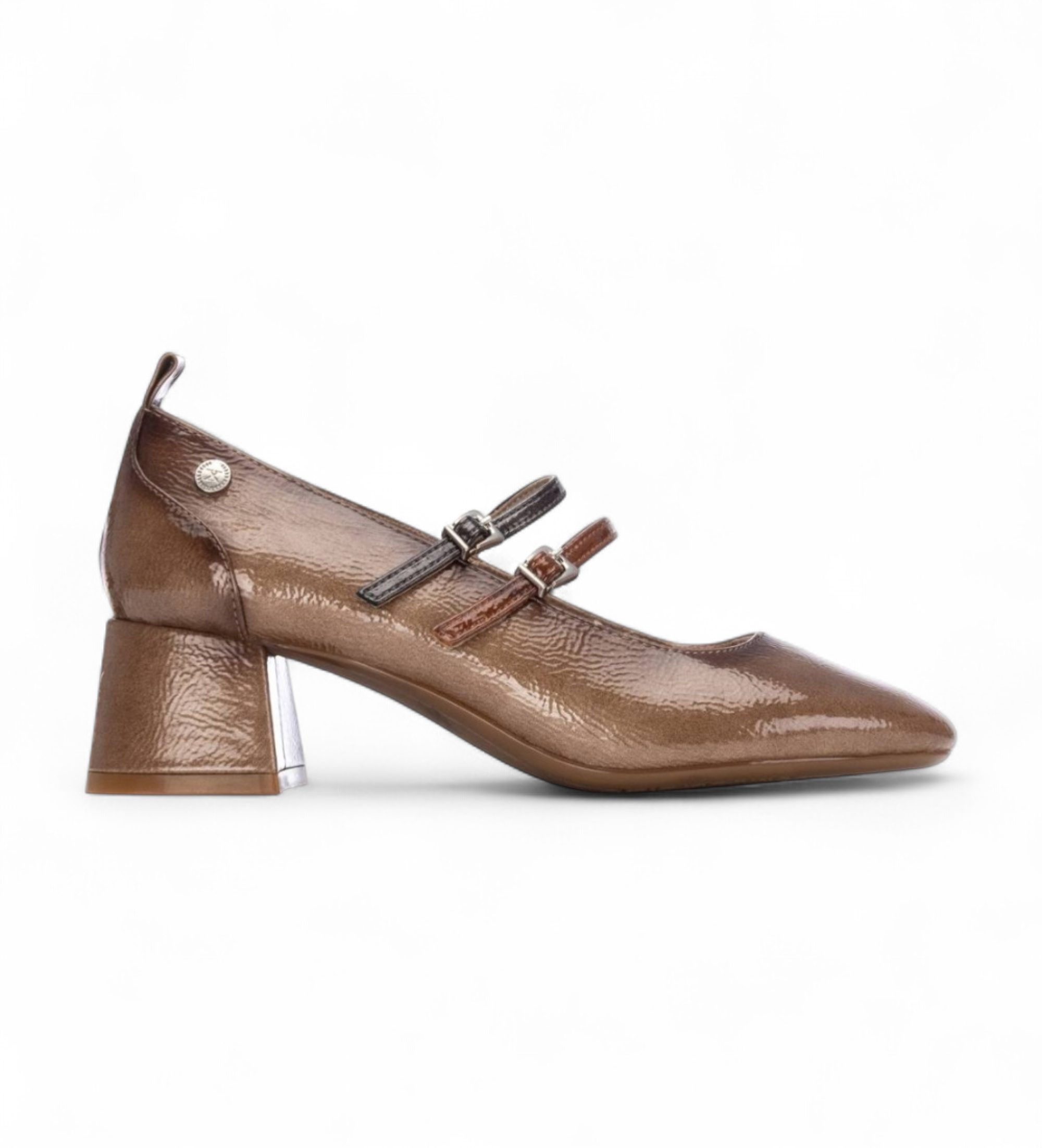 Xti für Damen. 14425501-BEIGE Schuhe 144255 braun (38), 3 bis 5 cm, Schnalle, Lässig, Party, Klassisch, Lackleder
