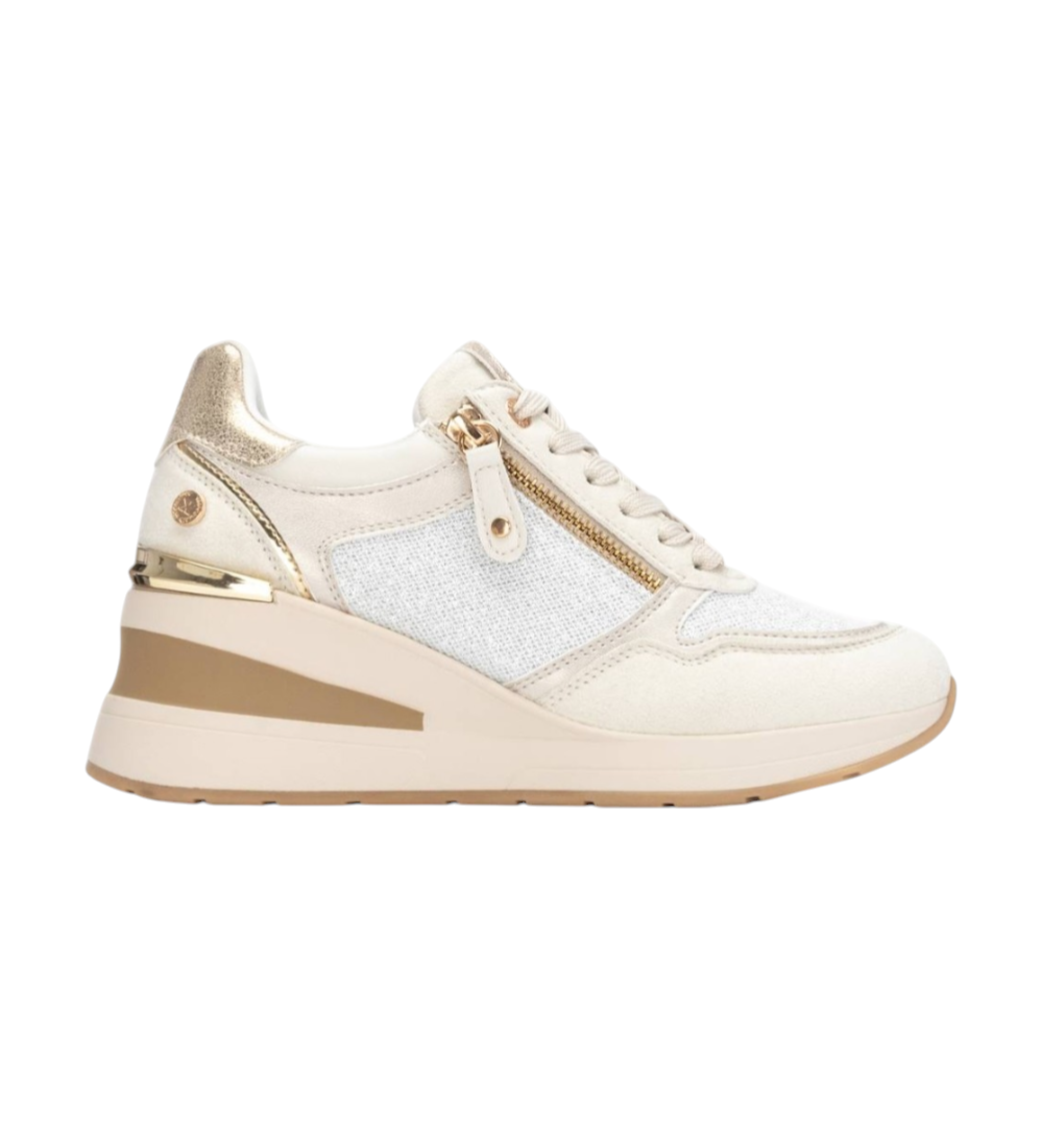 Xti für Damen. 14437901-BEIGE Turnschuhe 144379 beige (37), 3 bis 5 cm, Reißverschluss, Lässig