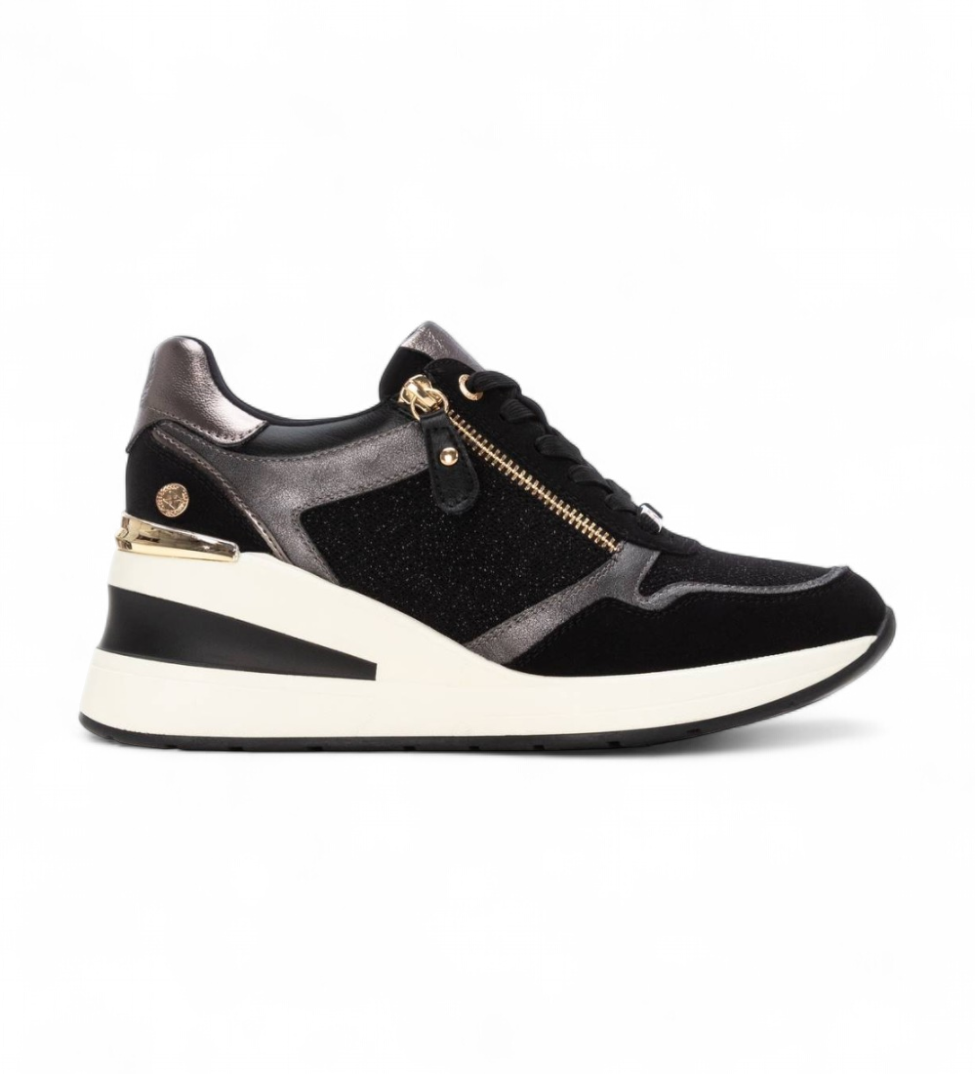 Xti für Damen. 14437902-NEGRO Turnschuhe 144379 schwarz (39), 3 bis 5 cm, Reißverschluss, Lässig