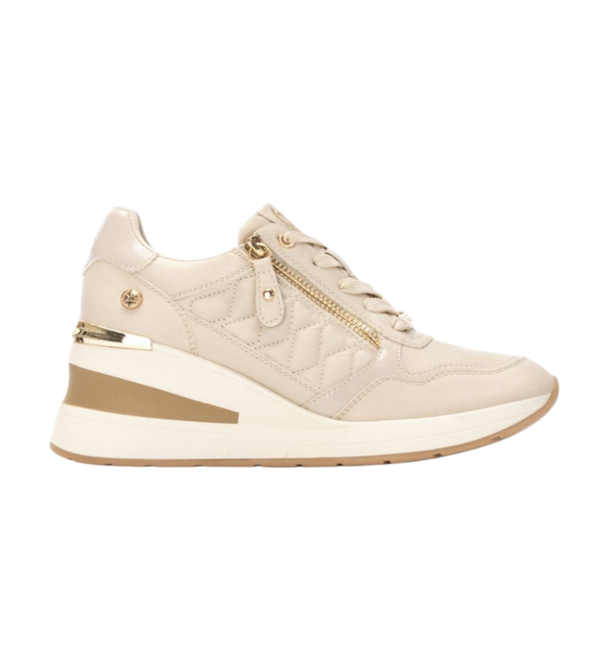 Xti für Damen. 14438001-BEIGE Turnschuhe 144380 beige (36), 3 bis 5 cm, Reißverschluss, Lässig