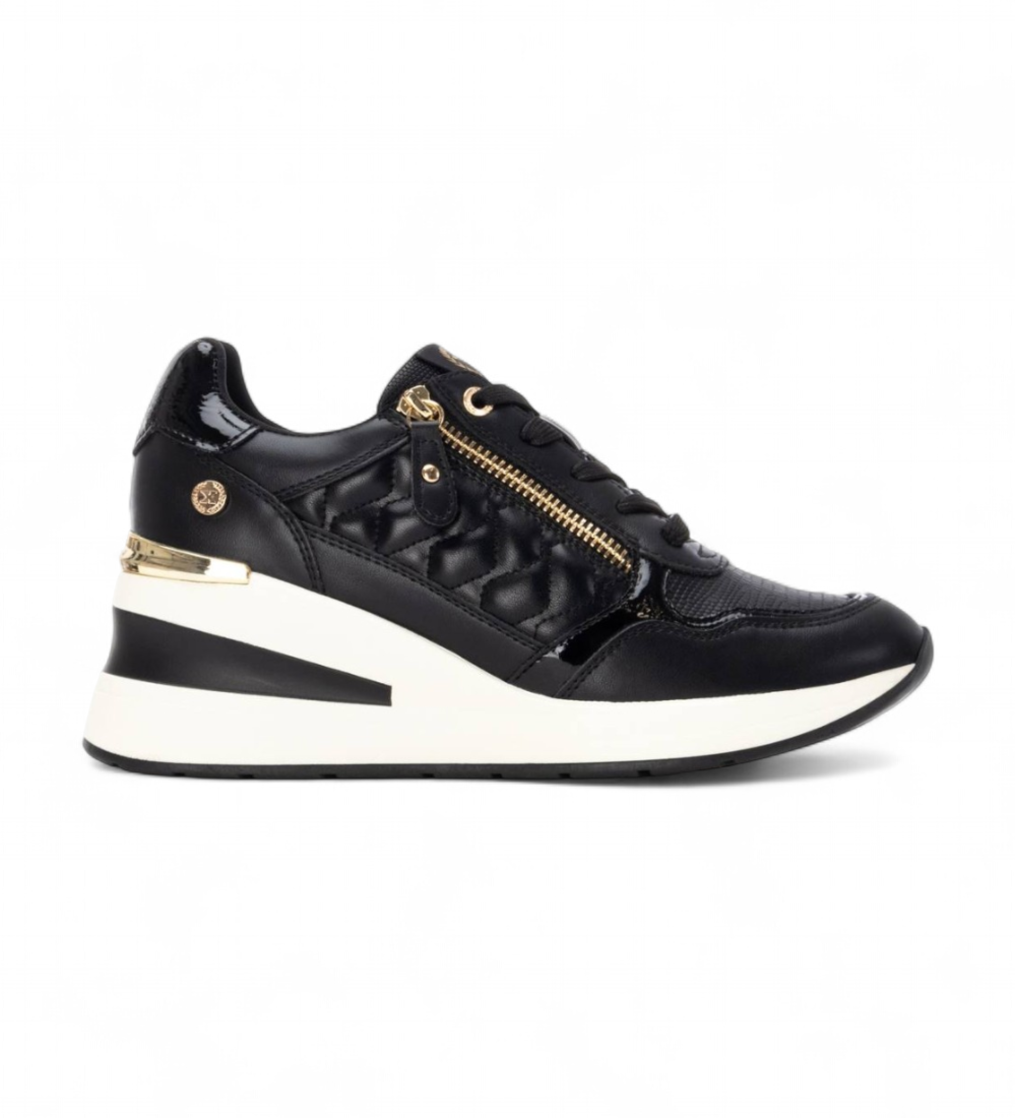 Xti für Damen. 14438002-NEGRO Turnschuhe 144380 schwarz (41), 3 bis 5 cm, Reißverschluss, Lässig