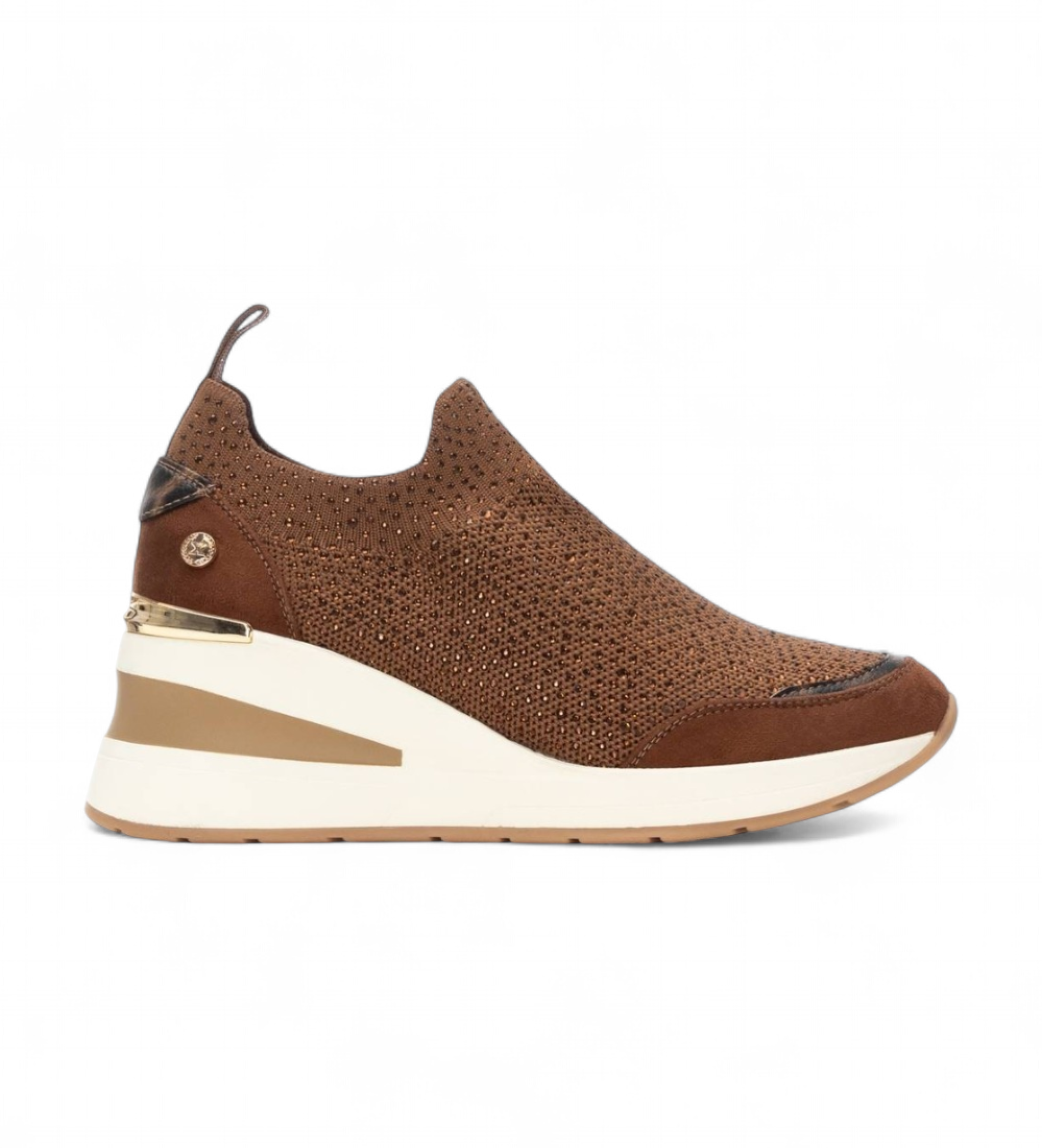 Xti für Damen. 14438502-MARRON Turnschuhe 144385 braun (37), Stoff, 3 bis 5 cm, Schnürsenkel, Lässig