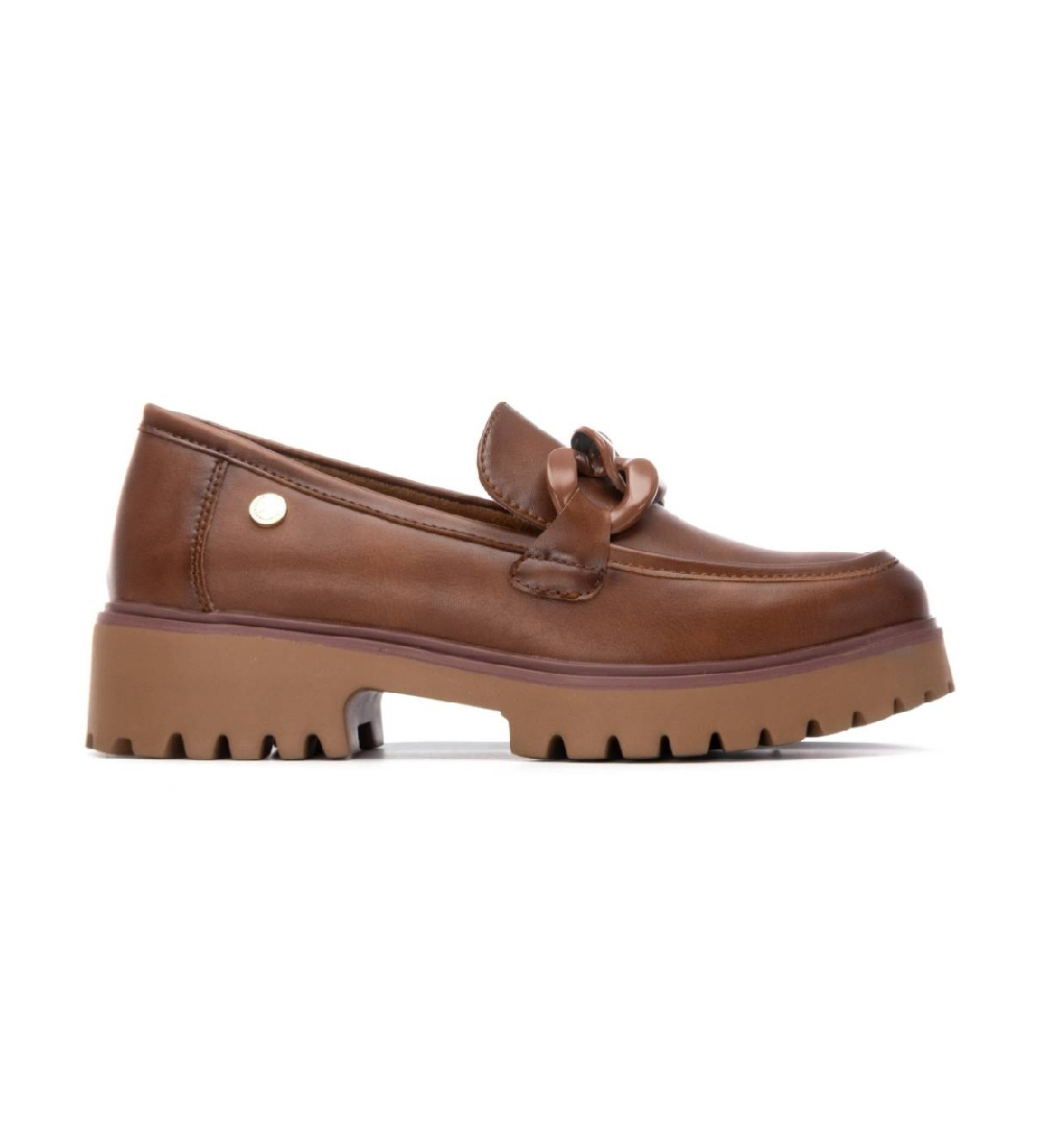 Xti für Damen. 14449103-CAMEL Mokassins 144491 braun (37), 3 bis 5 cm, Keine, Lässig, Klassisch