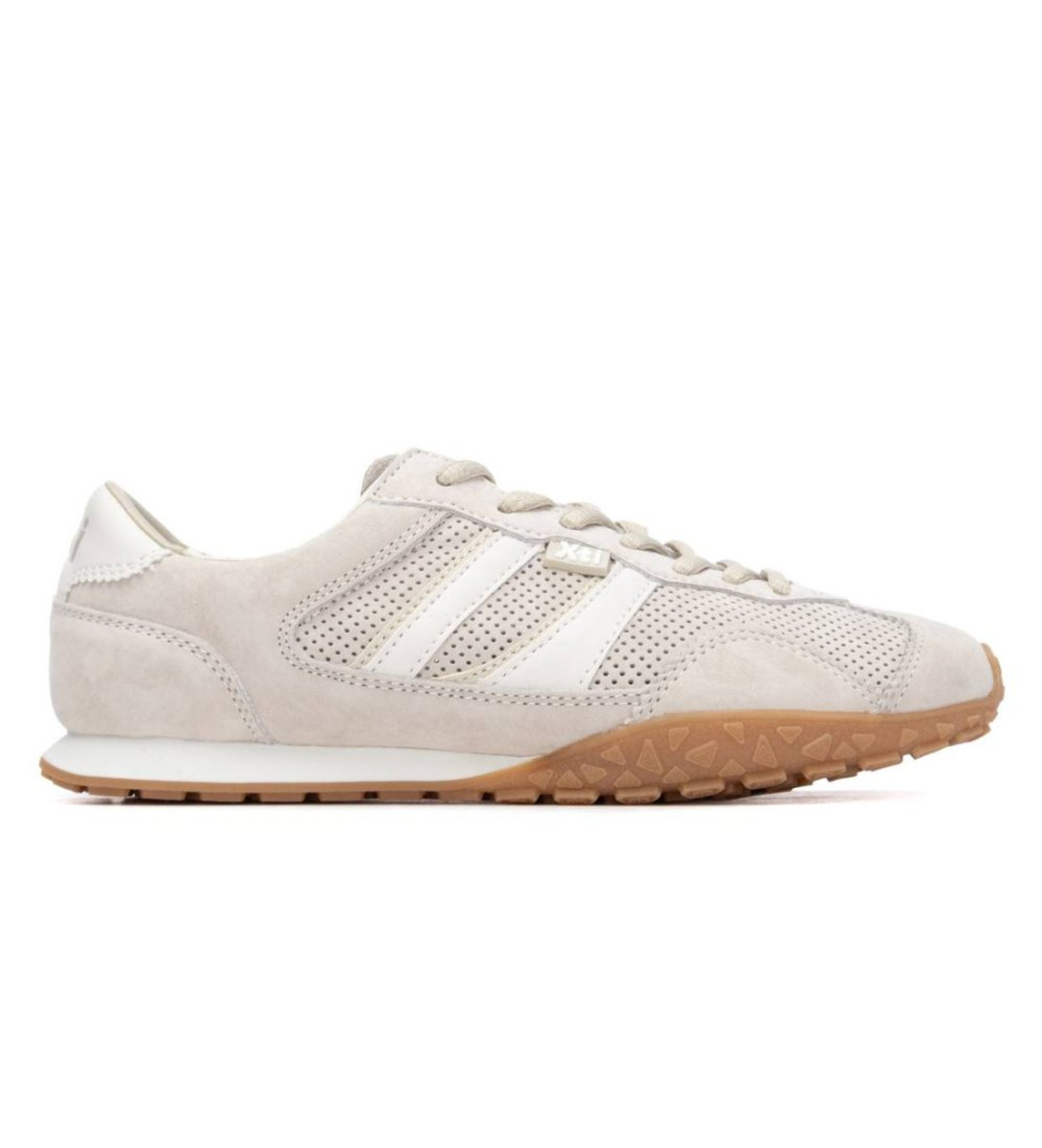 Xti für Damen. 14505802-BEIGE Turnschuhe 145058 beige (38), Wohnung, Spaltleder, Schnürsenkel, Lässig
