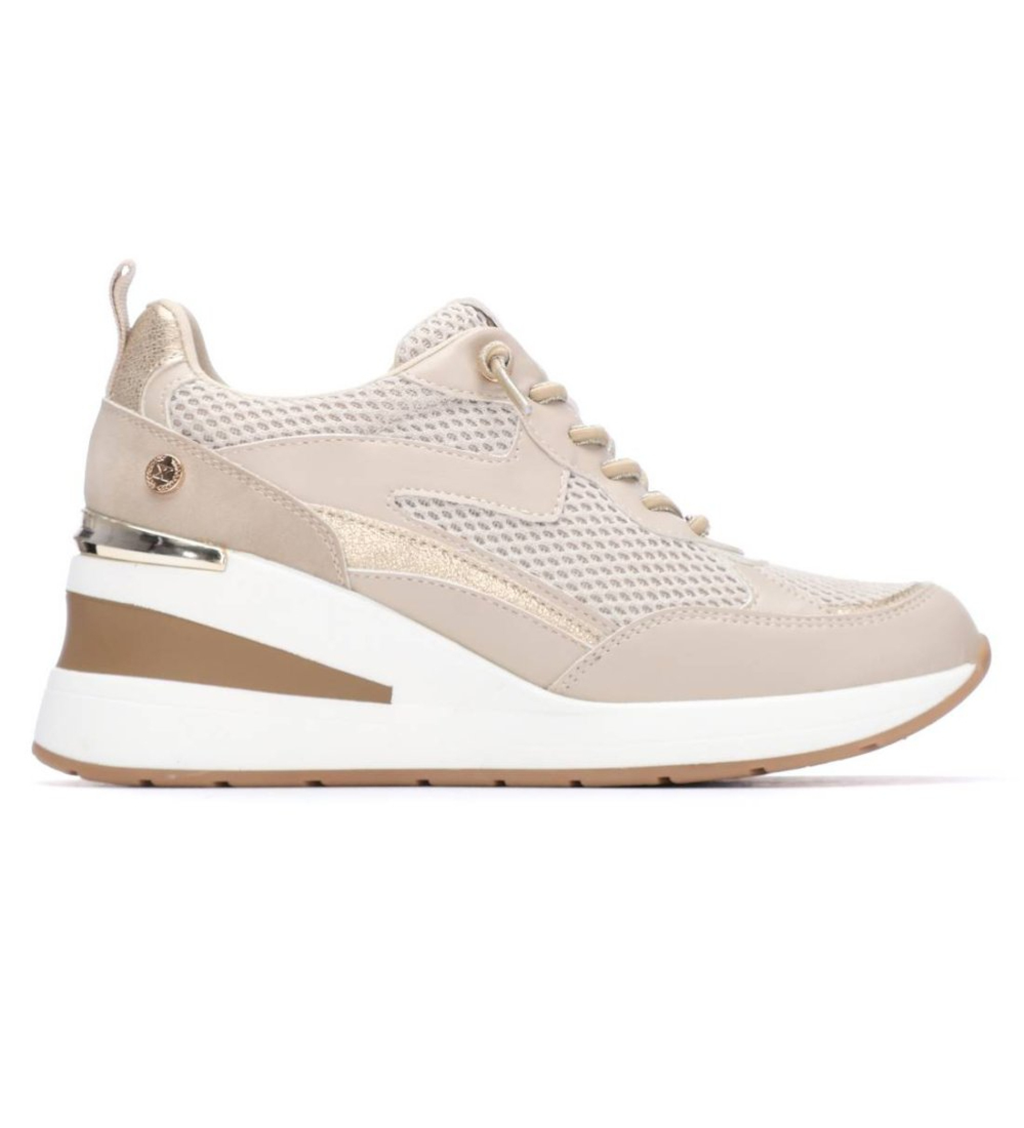 Xti für Damen. 14510105-BEIGE Turnschuhe 145101 beige (41), 3 bis 5 cm, Schnürsenkel, Lässig