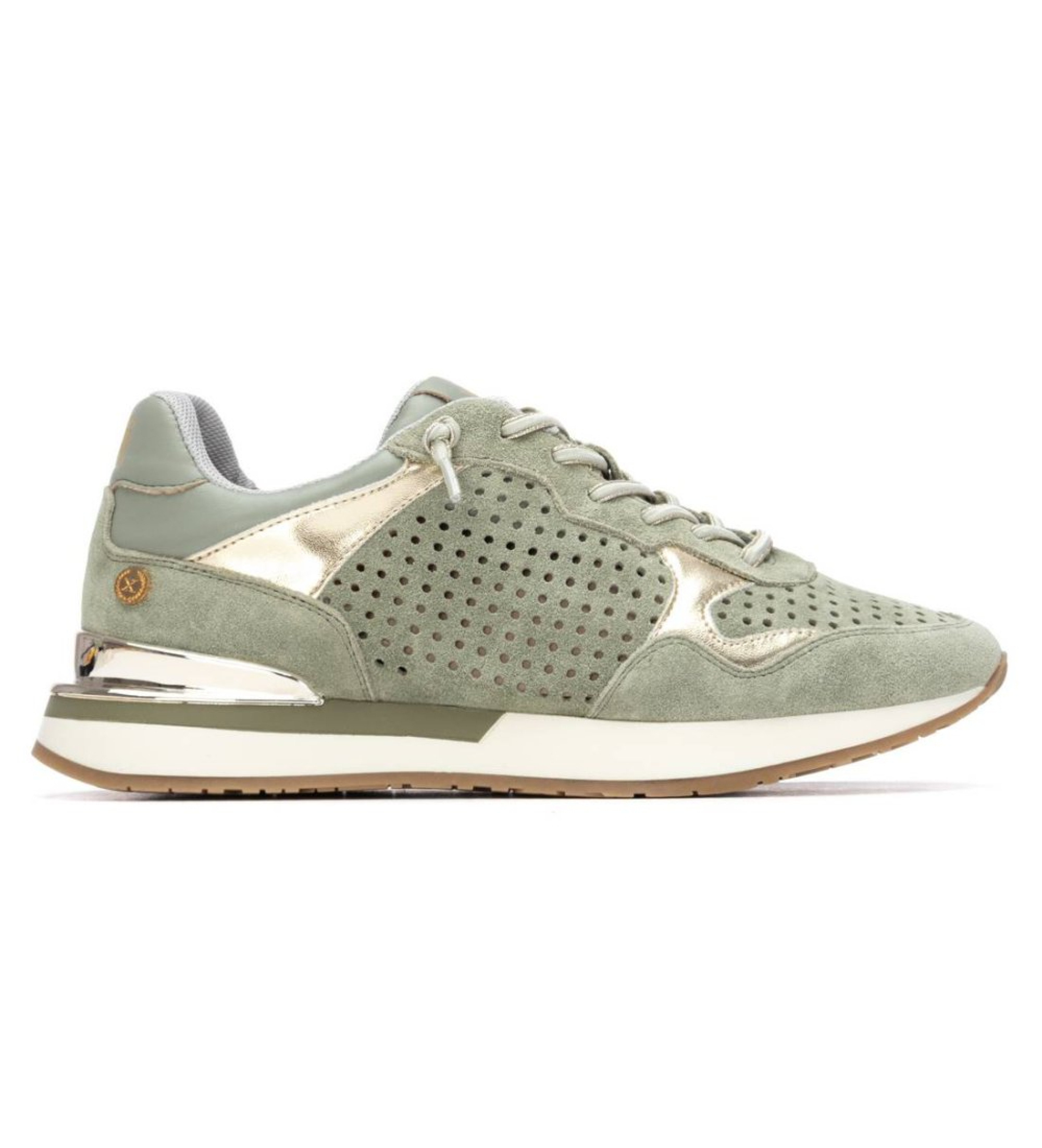 Xti für Damen. 14519802-KAKI Turnschuhe 145198 grün (38), Wohnung, Schnürsenkel, Lässig