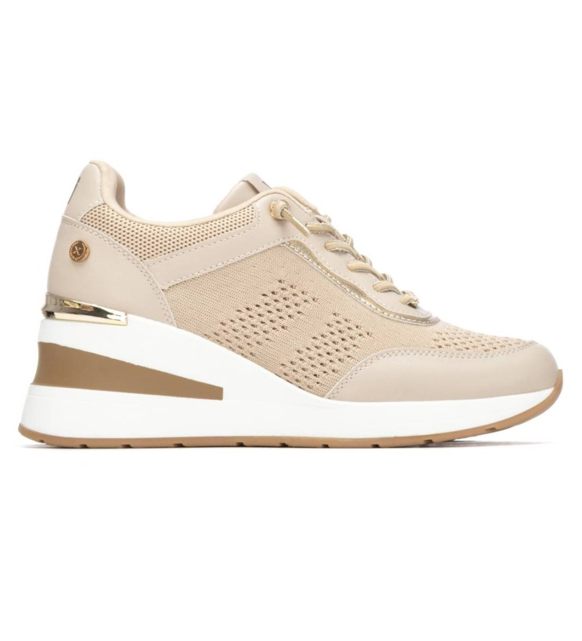 Xti für Damen. 14544701-BEIGE Turnschuhe 145447 beige (38), 5 bis 8 cm, Reißverschluss, Lässig