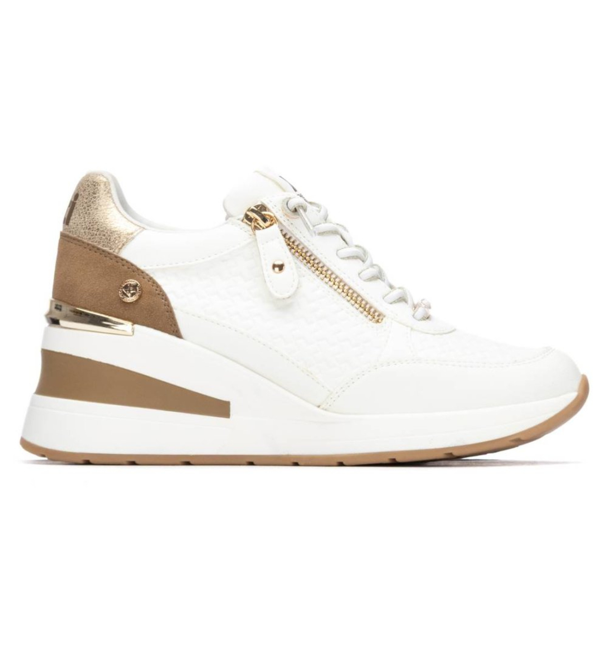 Xti für Damen. 14544902-BLANCO Turnschuhe 145449 weiß (39), 5 bis 8 cm, Reißverschluss, Lässig