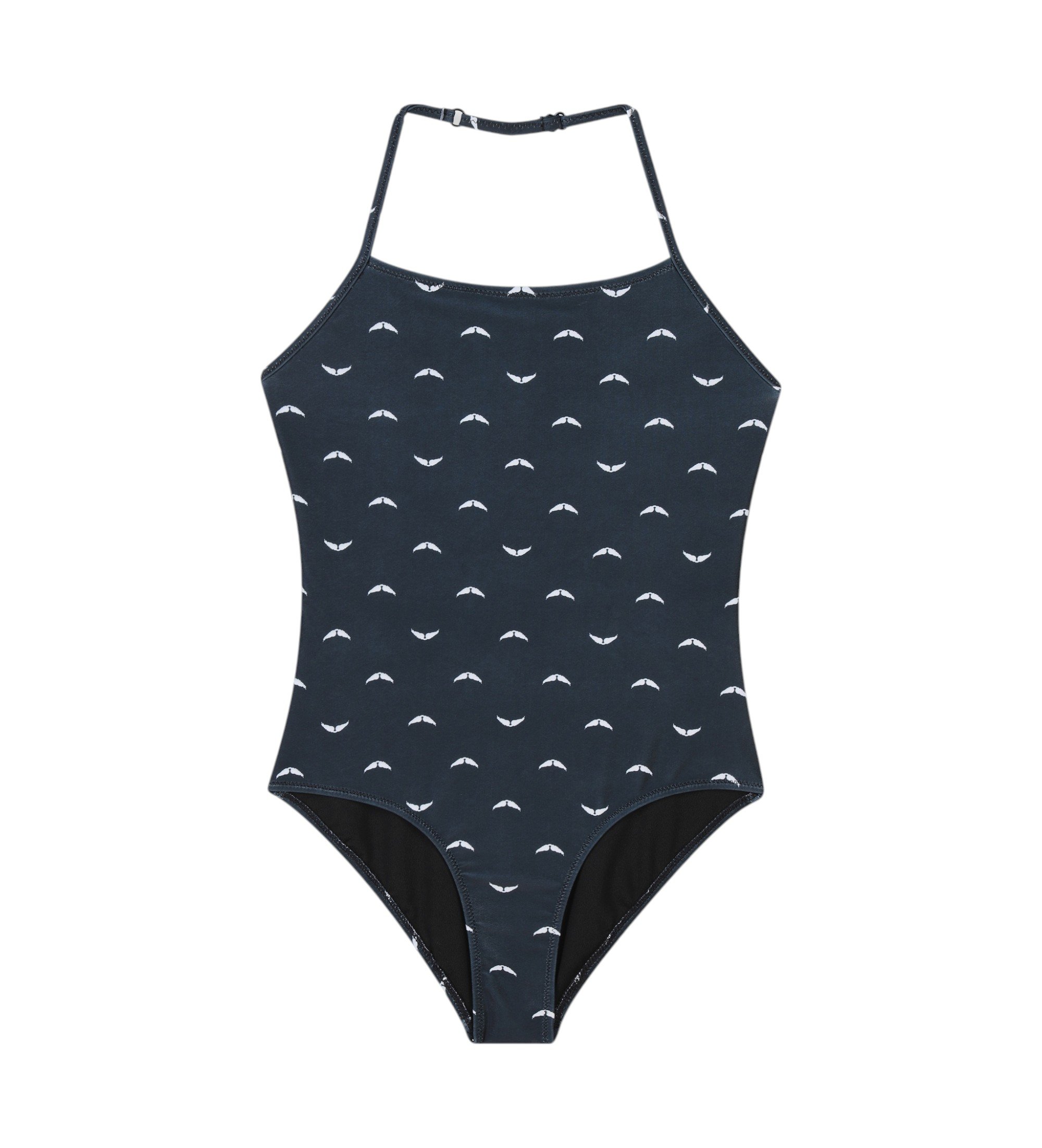 Zadig & Voltaire für Mädchen. X60362 Badeanzug mit schwarzem Logodruck (6Y= 114/119cm), Strandbekleidung, Polyamid, Nachhaltig, Kinderbeklei