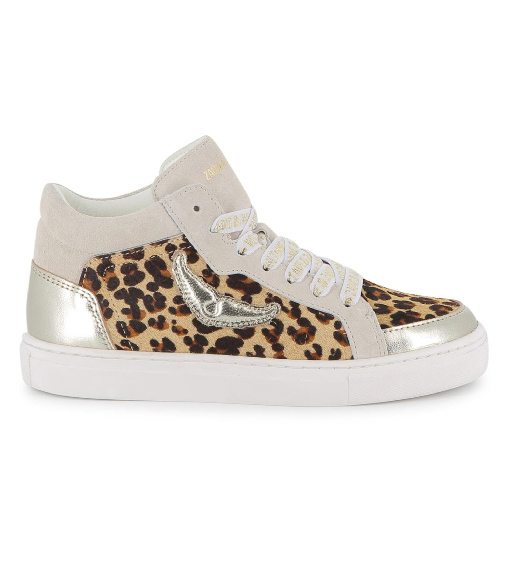 Zadig & Voltairevoor meisjes. X60491 Leren sneakers Hi beige (37), Leer, Plat, Veters, Casual, Dierenprint, kinderkleding