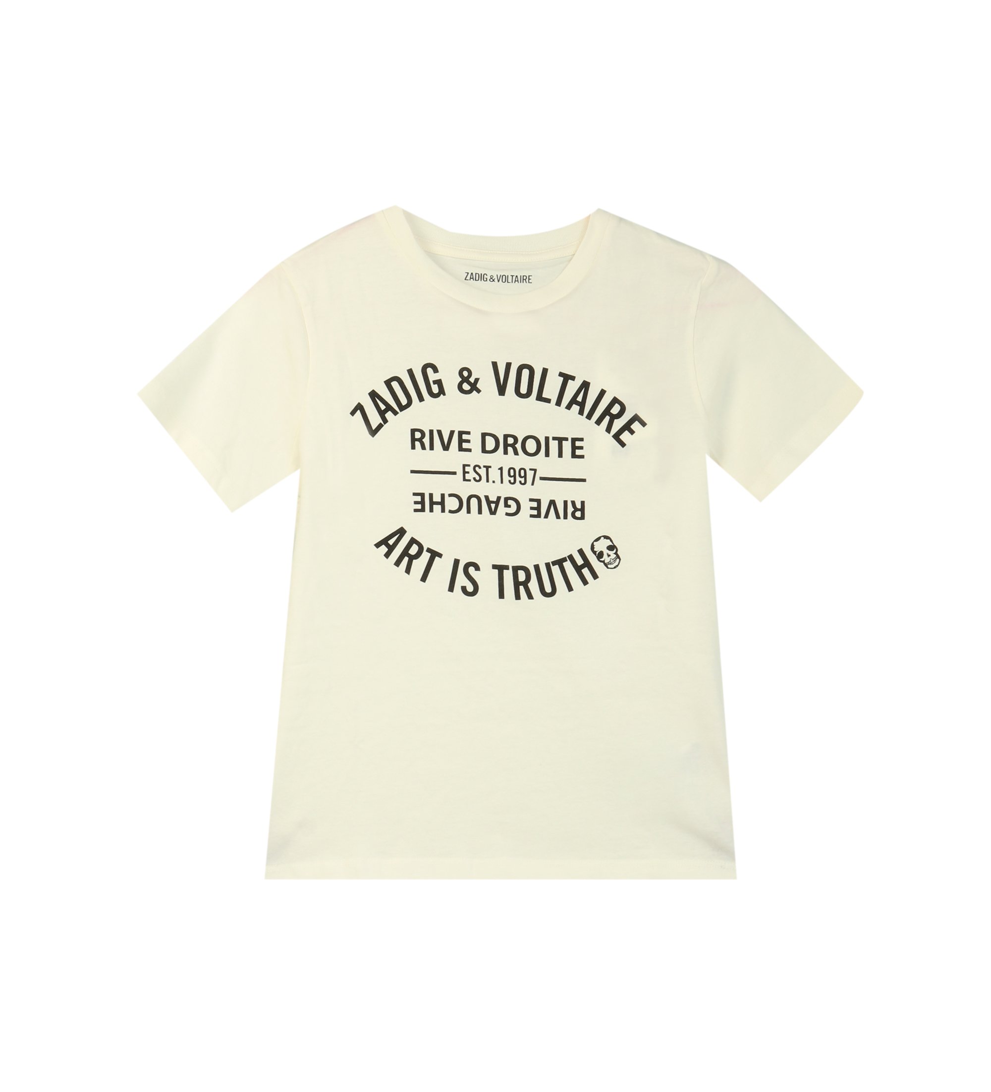 Zadig & Voltaire Unisex für Kinder. X60628 Beigefarbenes M.C.-T-Shirt (10 Años), Lässig, Baumwolle, Kurzarm, Kinderbekleidung