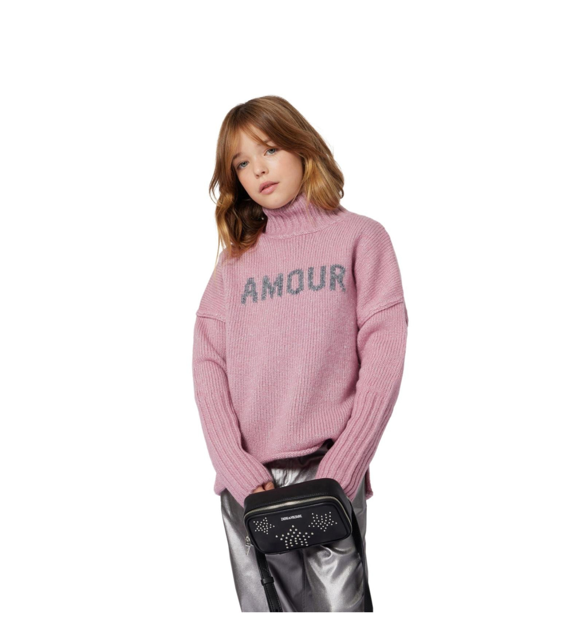 Zadig & Voltaire für Mädchen. X60429 Amour-Pullover rosa (12Y= 150cm), Lässig, Baumwolle, Kinderbekleidung
