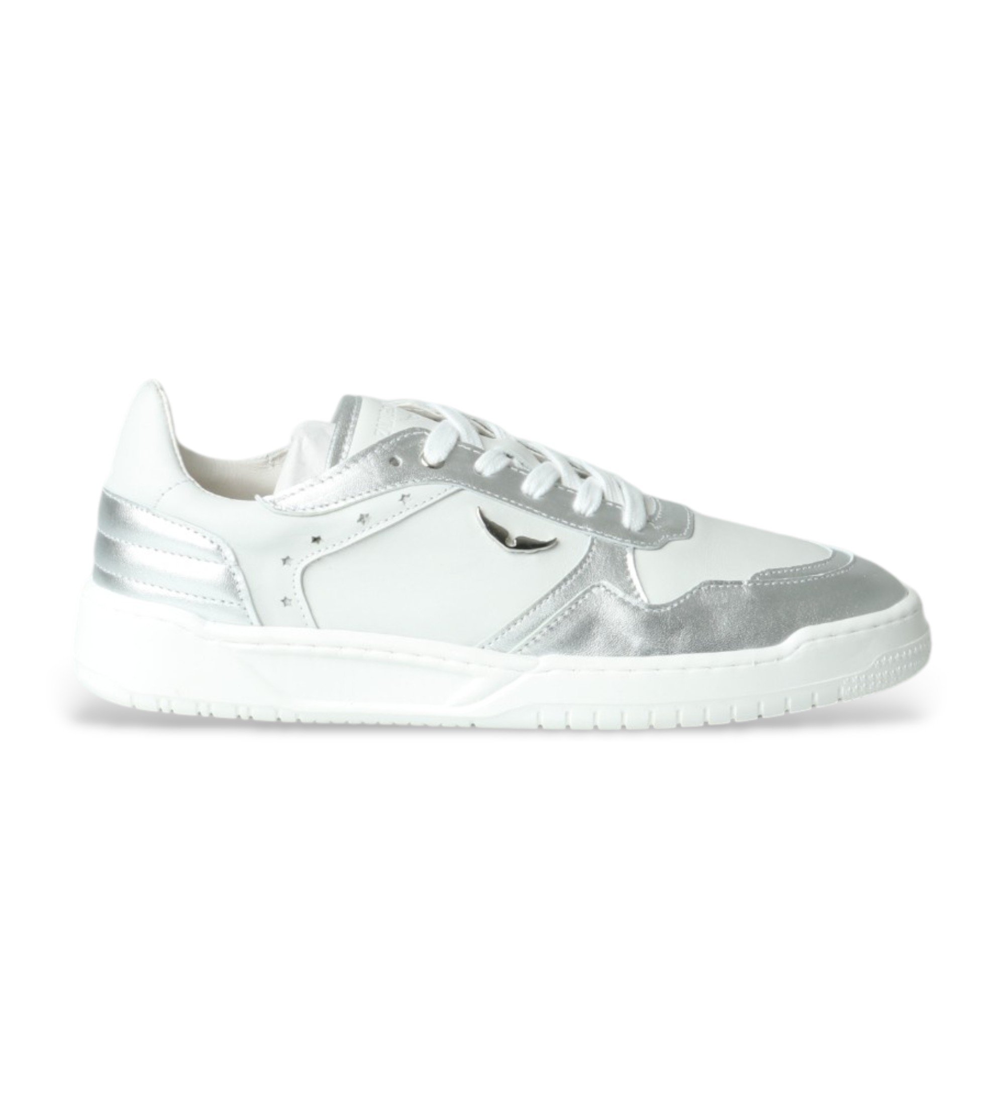 Zadig & Voltaire für Mädchen. X60602 Silberne Freizeitschuhe (37), Leder, Weiß, Wohnung, Schnürsenkel, Lässig, Kinderbekleidung