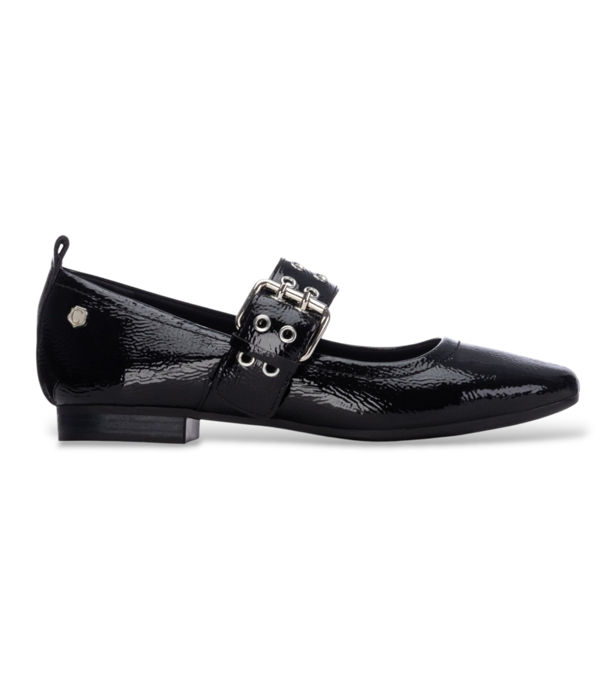 Carmela für Damen. 16414402-NEGRO Ballerinas aus Leder 164144 schwarz (40), Wohnung, Schnalle, Lässig, Klassisch, Lackleder