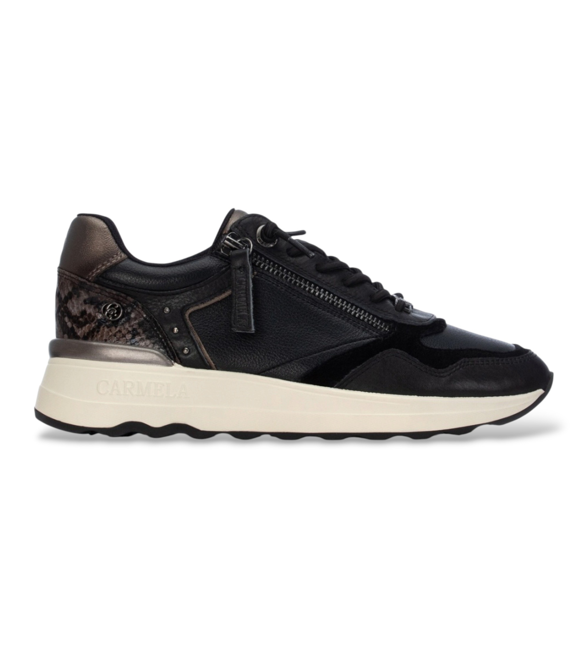 Carmela für Damen. 16422104-NEGRO Lederschuhe 164221 schwarz (37), 3 bis 5 cm, Reißverschluss, Lässig
