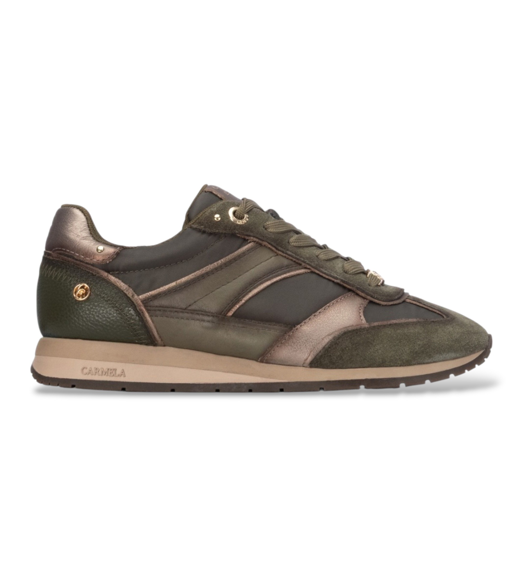 Carmela für Damen. 16423301-KAKI Turnschuhe aus Leder 164233 grün (36), Wohnung, Schnürsenkel, Lässig