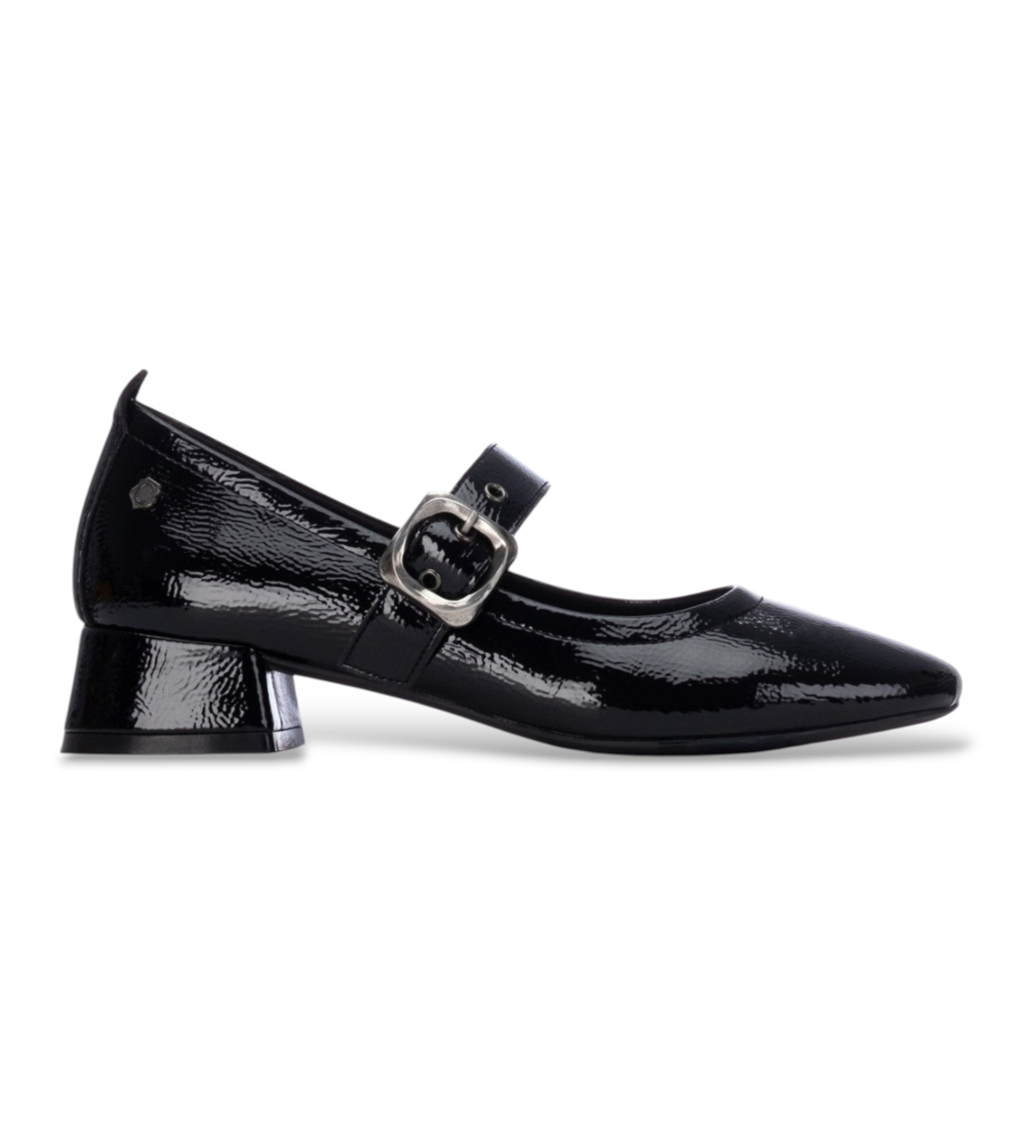 Carmela für Damen. 16436101-NEGRO Ballerinas aus Leder 164361 schwarz (40), 3 bis 5 cm, Schnalle, Lässig, Klassisch, Lackleder