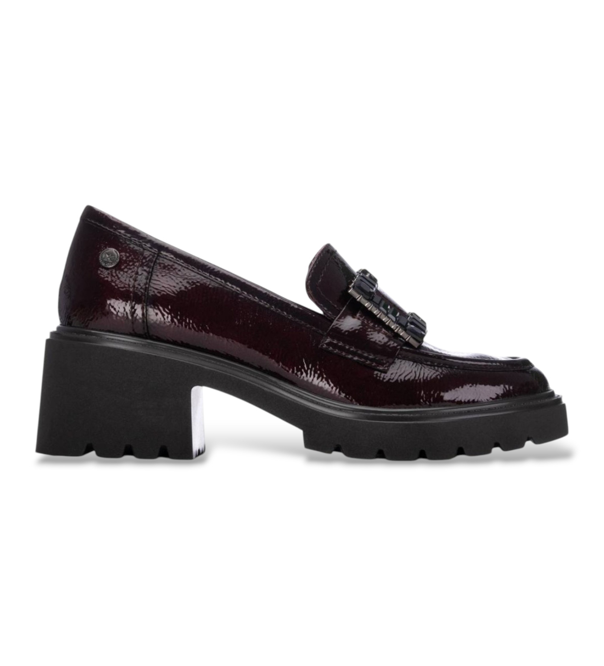 Xti für Damen. 14622902-BURDEOS Mokassins 146229 bordeaux (36), 5 bis 8 cm, Schnalle, Lässig, Kastanienbraun, Klassisch, Lackleder